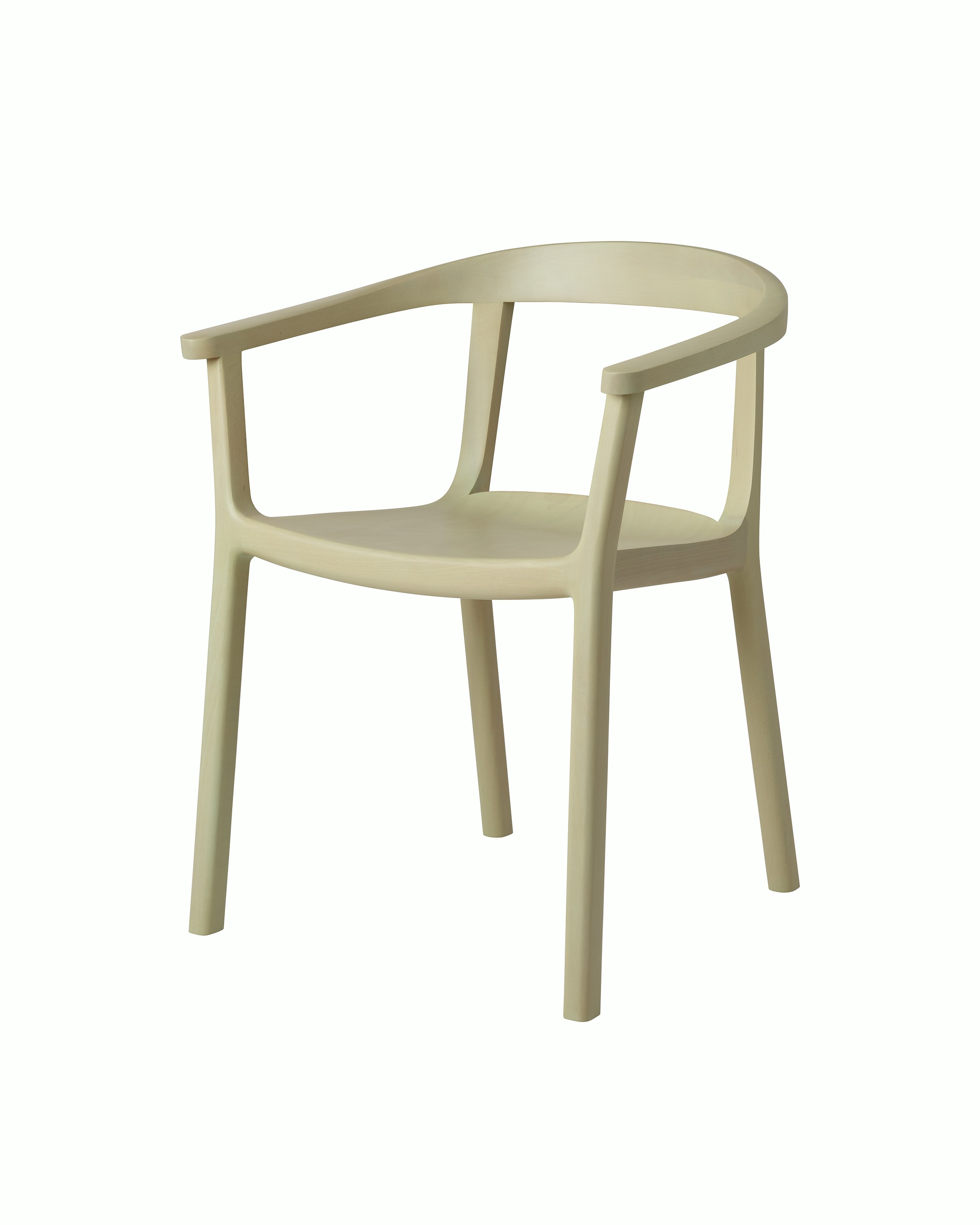 Lijn Armchair by Carole Baijings for Geiger in Sundrift frame, angled front view on a white sweep.