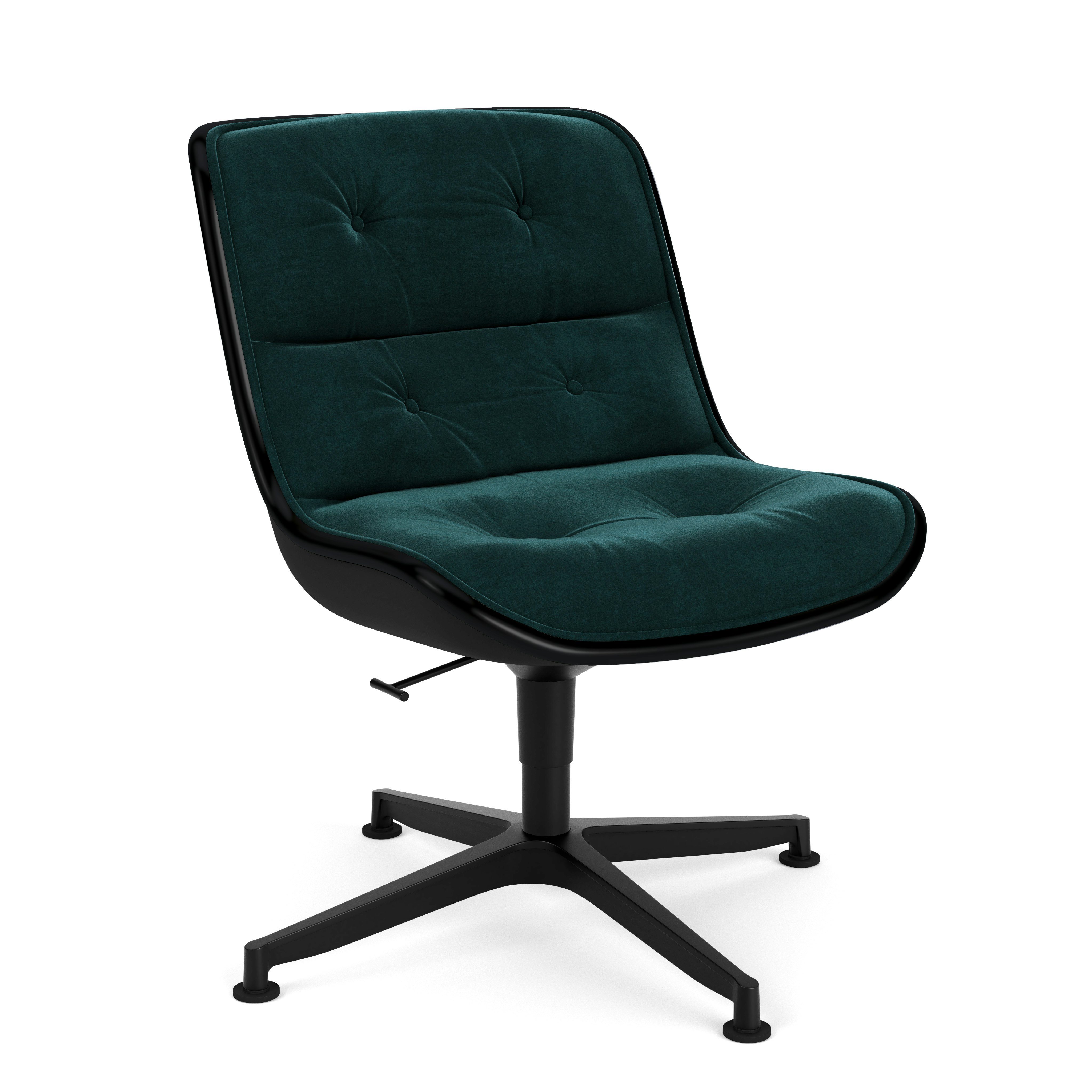 Pollock Executive Side Chair - 4 Star, Black, Knoll Velvet,  Teal