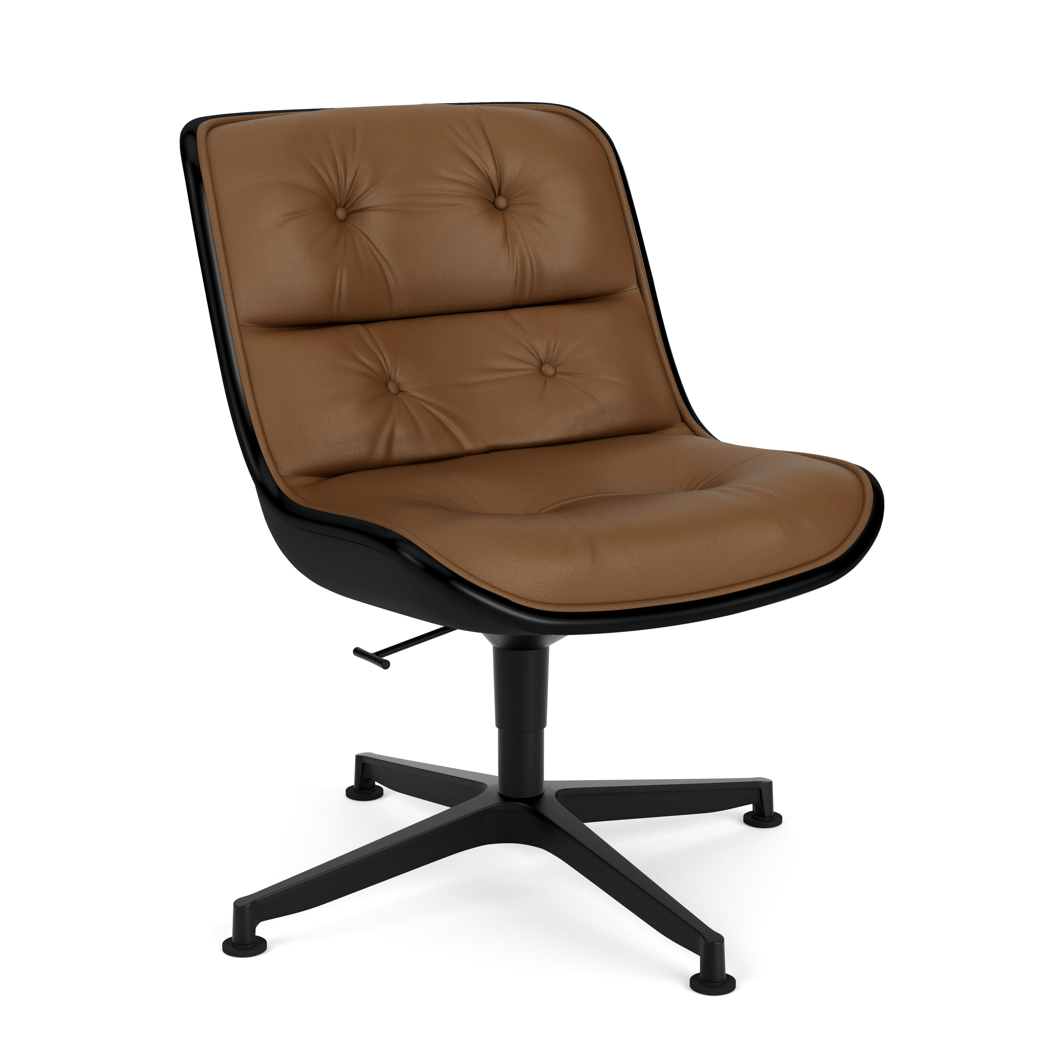 Pollock Executive Side Chair - 4 Star, Black, Volo Leather,  Toast