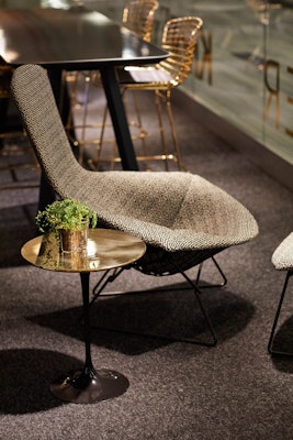 immersive planning bertoia bird chair knolltextiles saarinen side table copper finish neocon 2017 showroom 