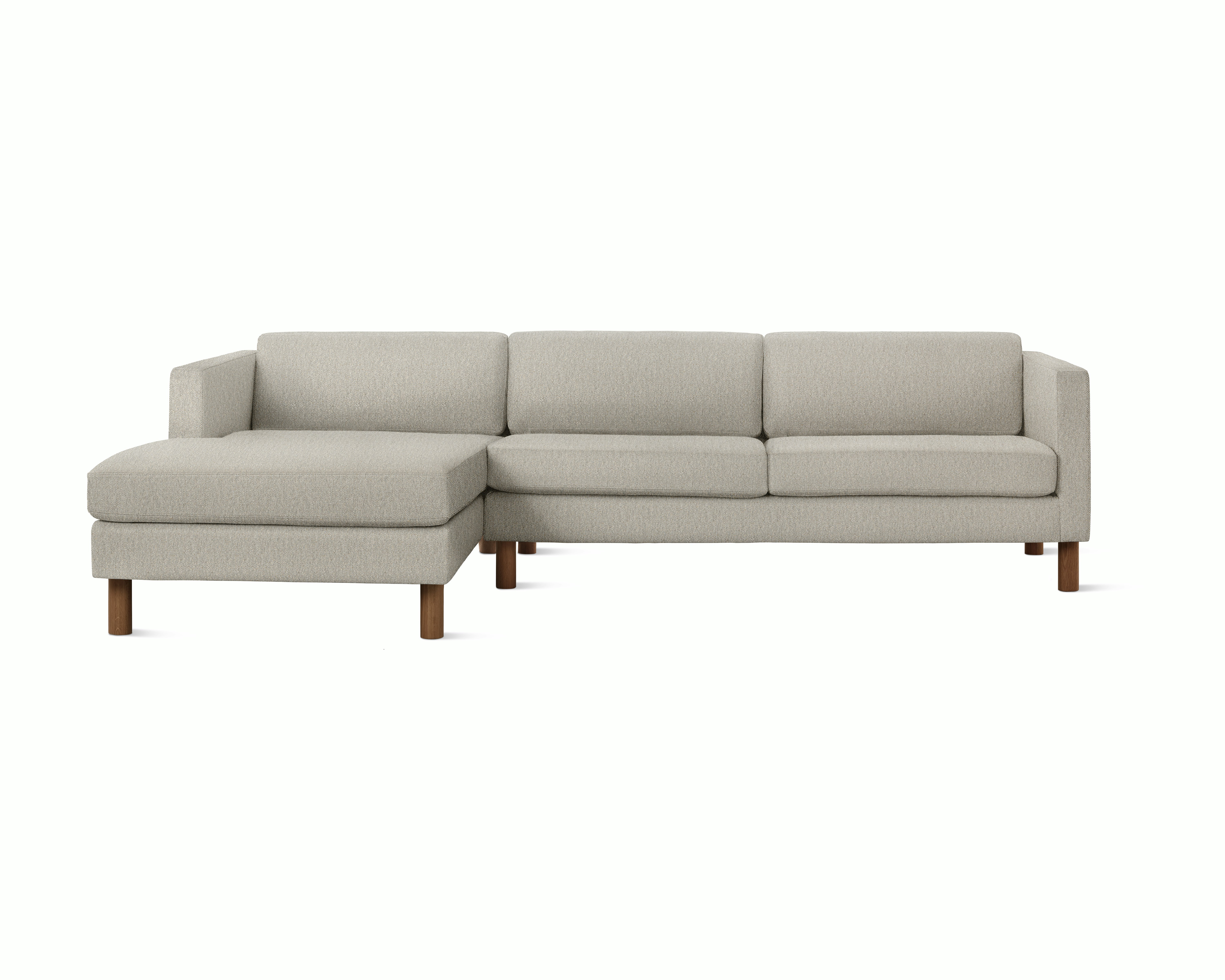 A Lispenard Chaise Sectional in Album Linen, Wisp viewed from the front.