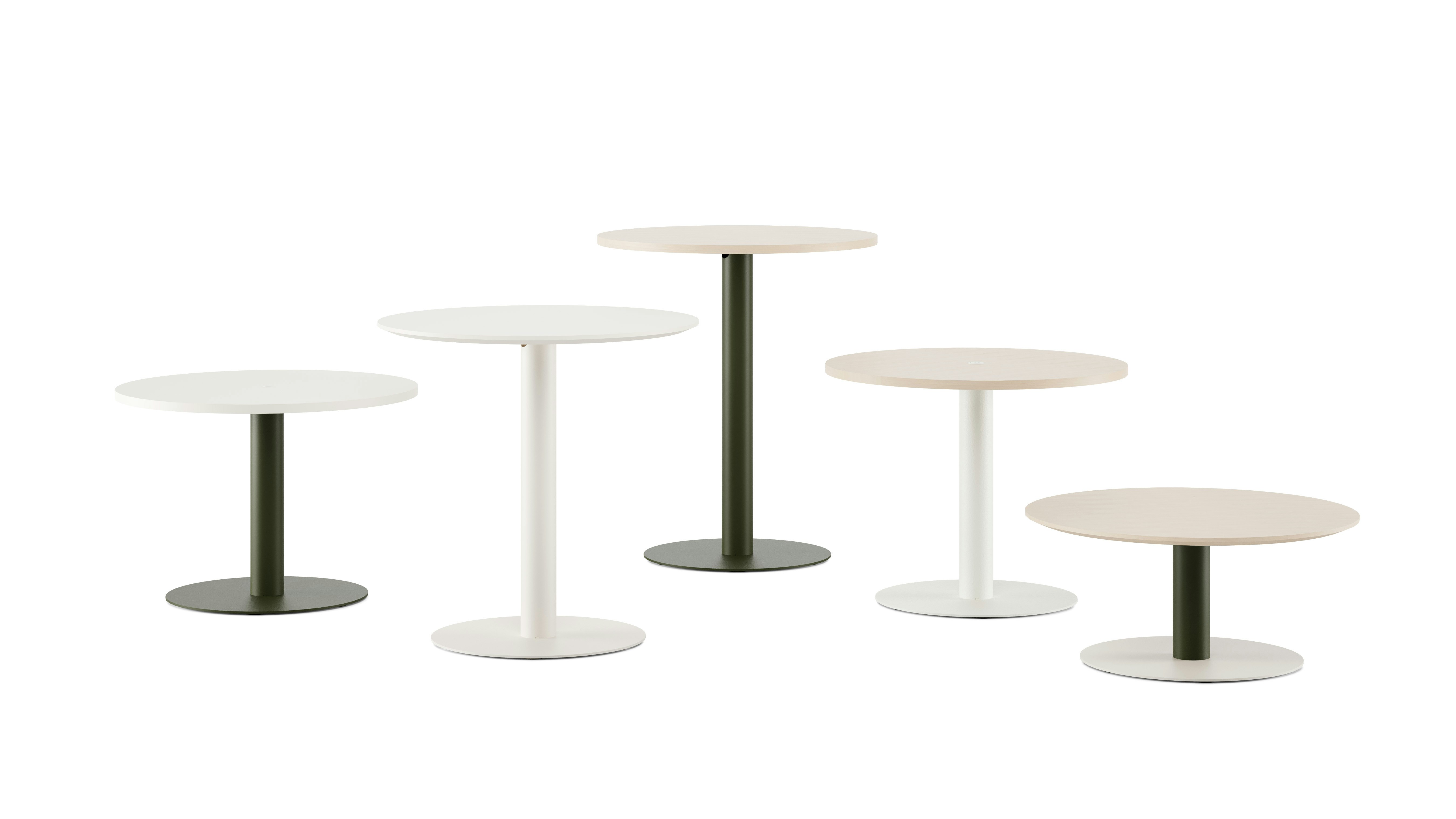 A Variety of Headway Cafe Tables in different shapes, heights and finishes.