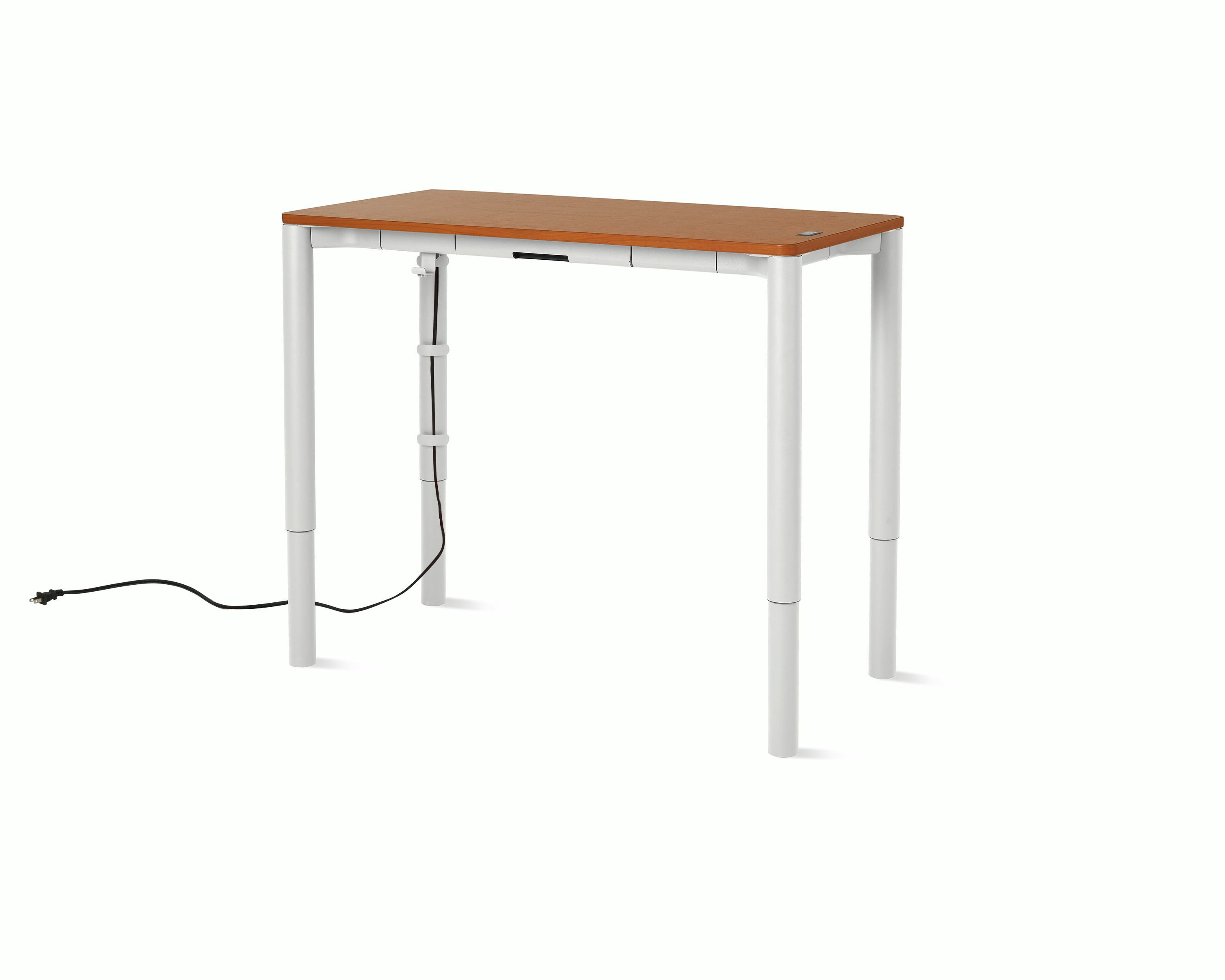 Spout S2S Table - 24" x 48"",  Veneer Walnut,  Studio White,  Without Cable Tray,  With Storage Drawer,  Standard Height"