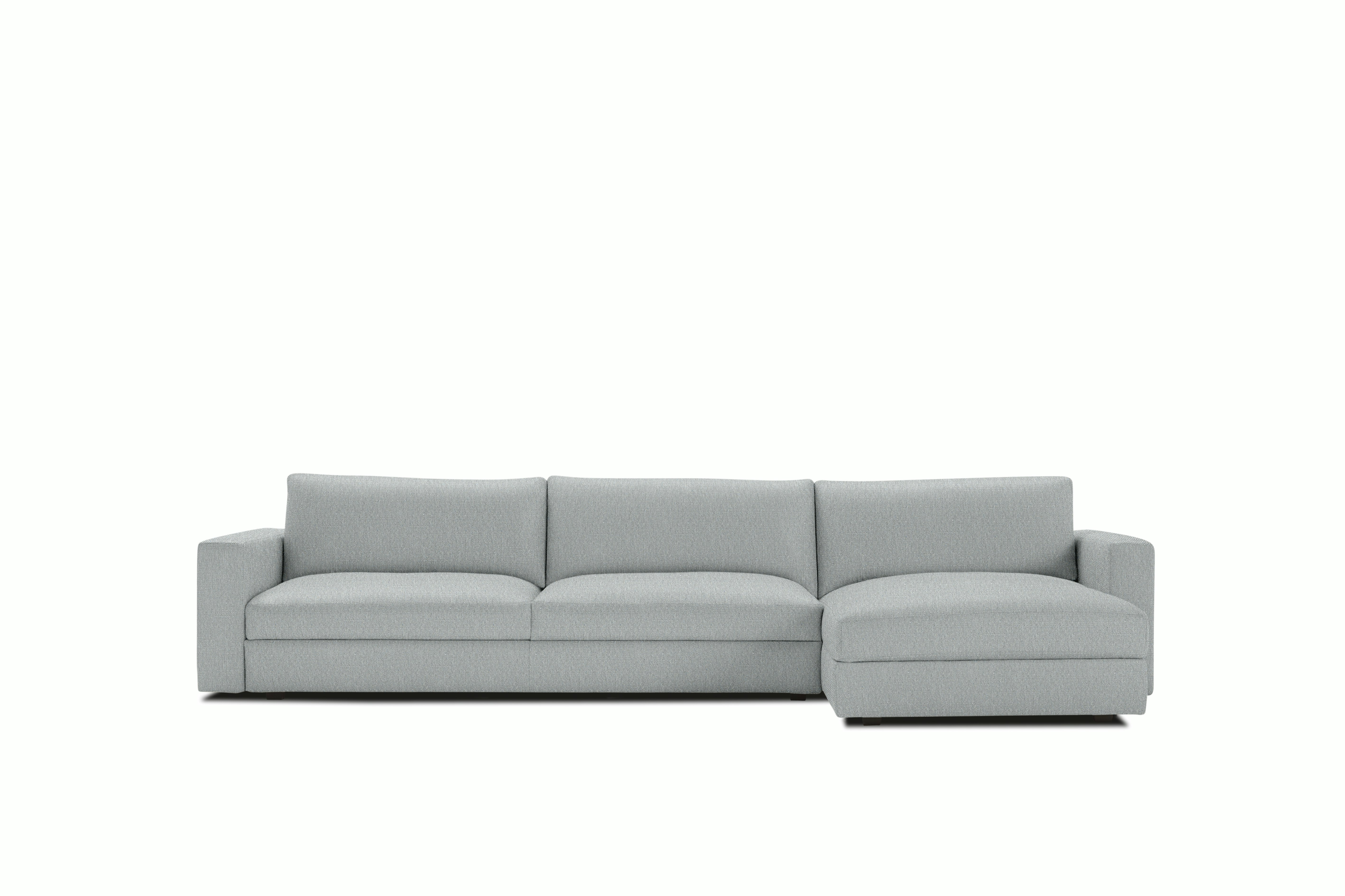 Reid Sleeper Storage Sectional - Right,  Album Linen,  Powder with block leg