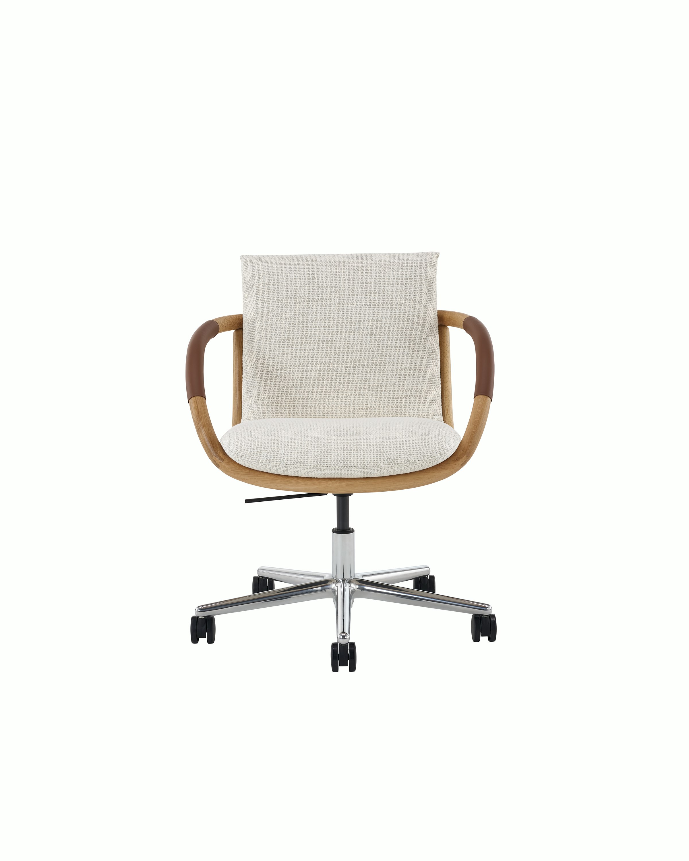 Full Loop Office Chair in Oak with 5 star base on casters.