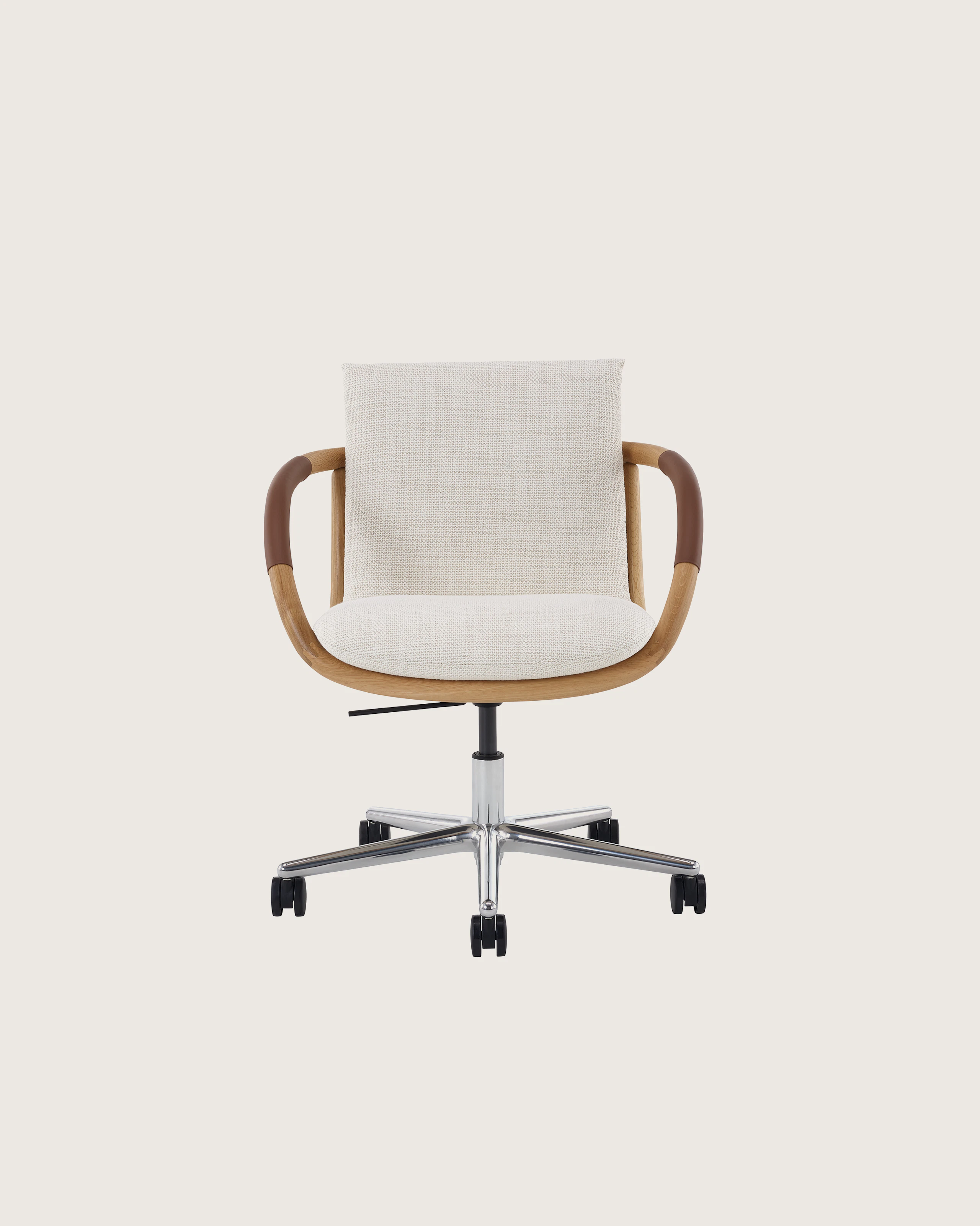Full Loop Office Chair in Oak with 5 star base on casters.