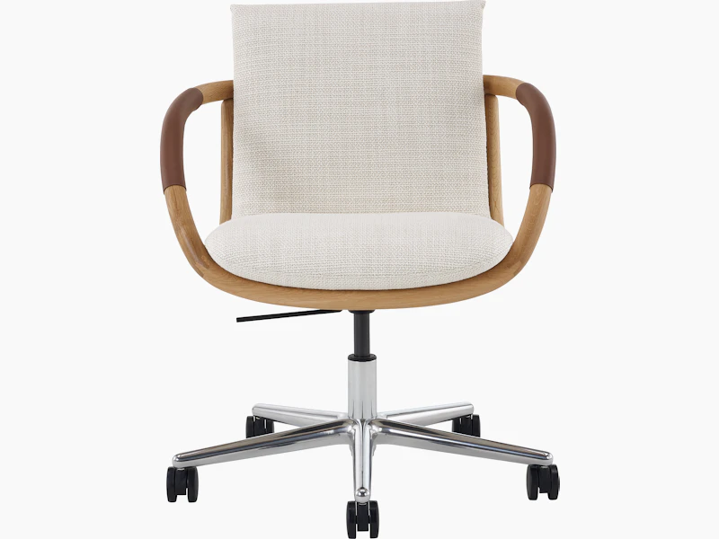 Full Loop Office Chair in Oak with 5 star base on casters.