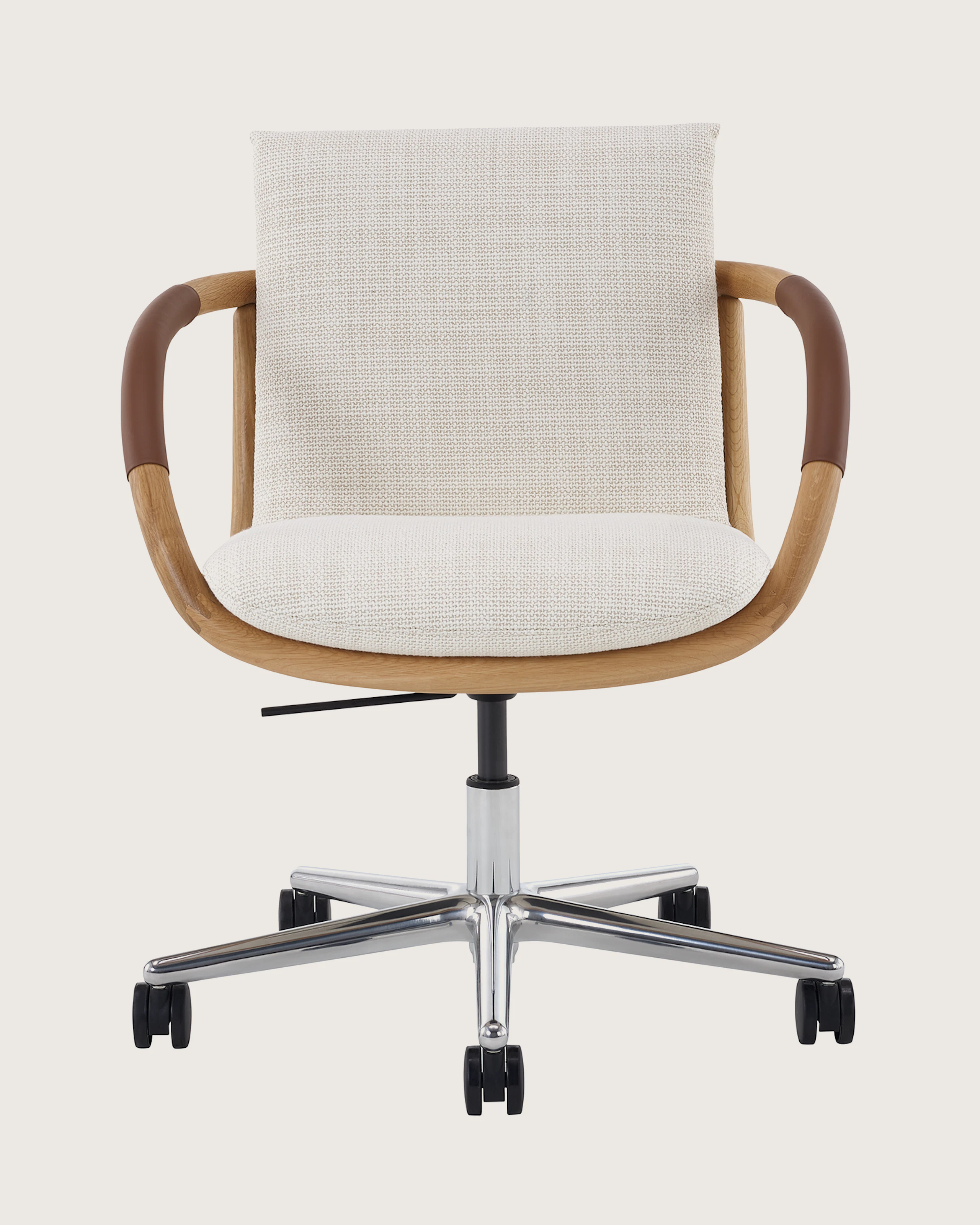 Full Loop Office Chair in Oak with 5 star base on casters.