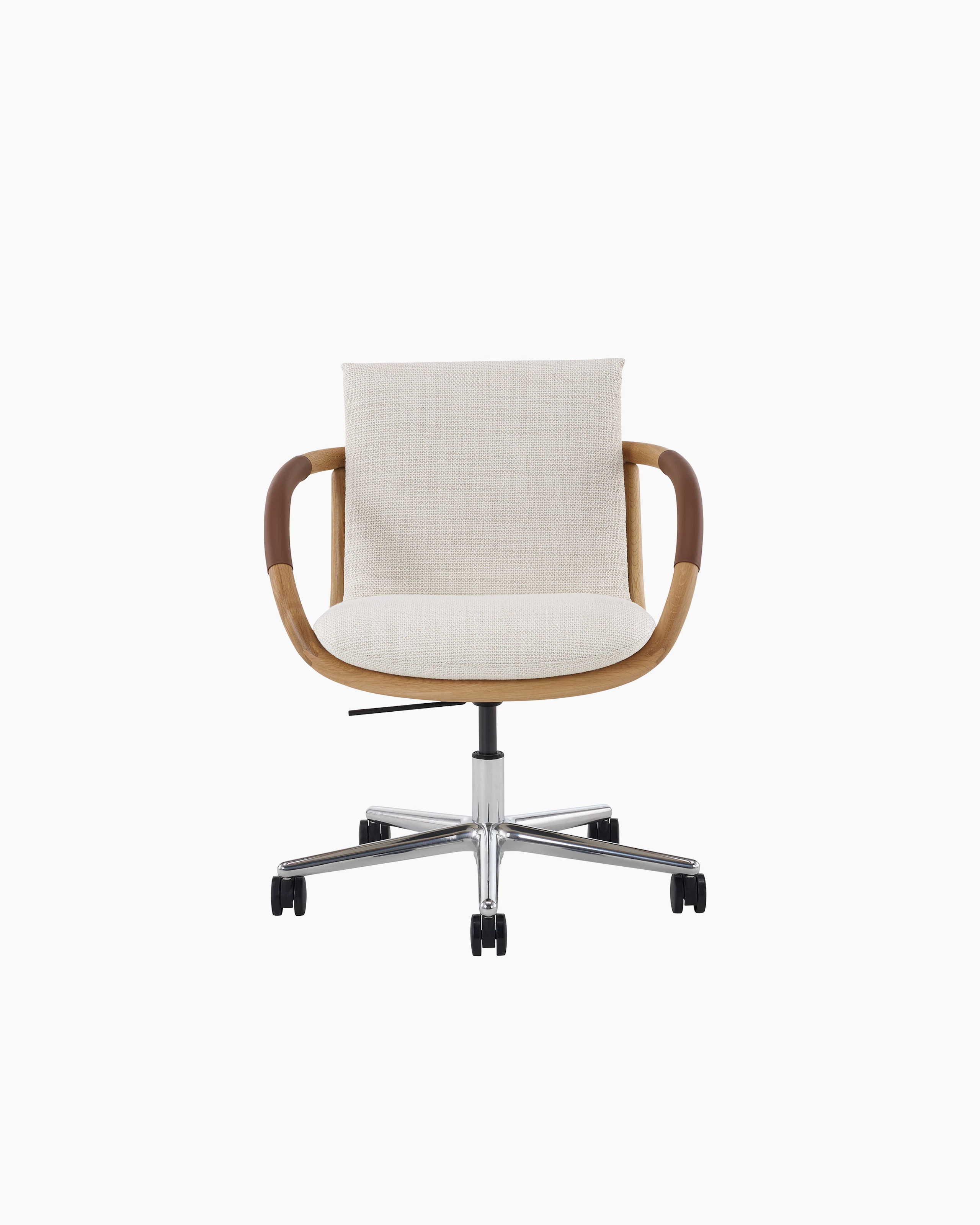 Full Loop Office Chair in Oak with 5 star base on casters.