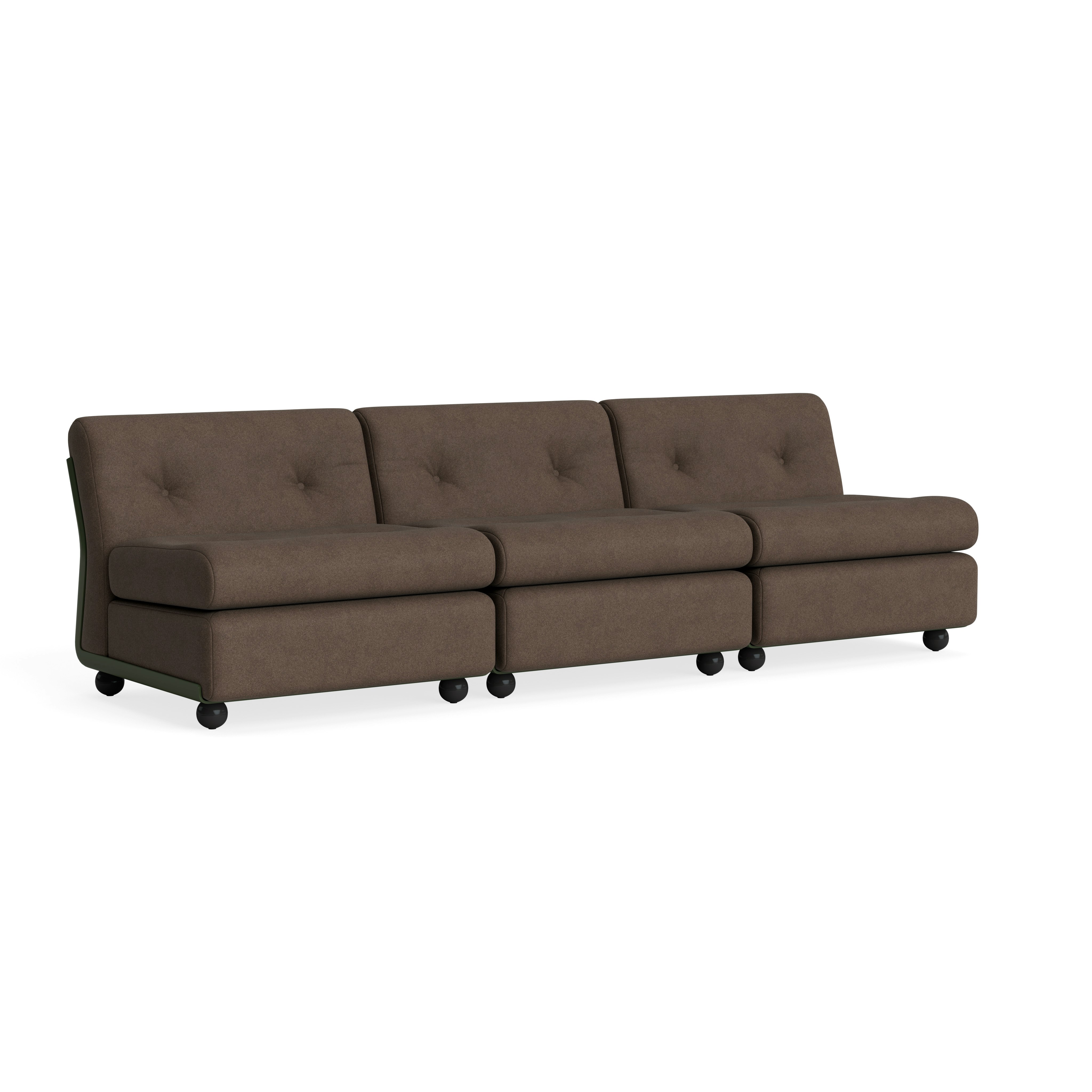 Amanta Sofa - Three Seater, Pecora, Chocolate , Bottle Green