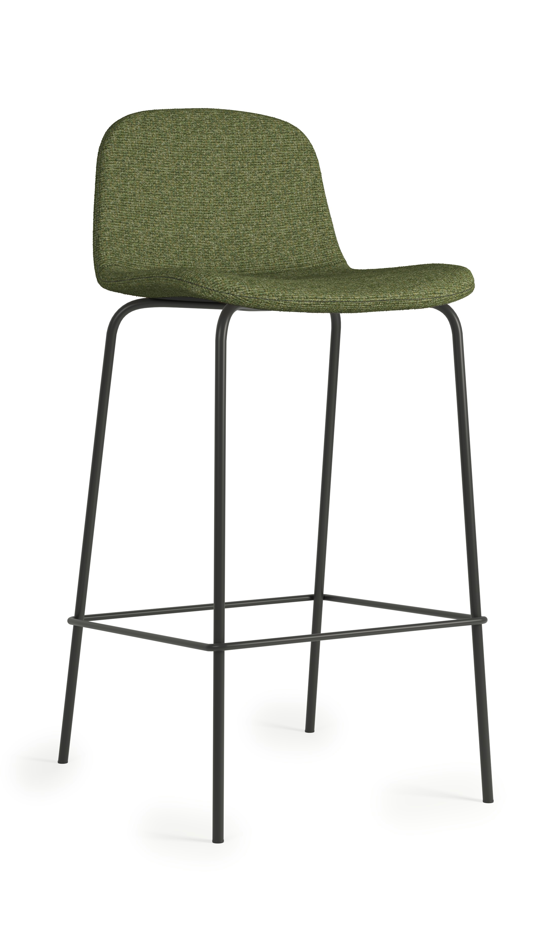 Bacco Stool - Bar Height, Melange, 800 Malachite, Black Tubular Steel