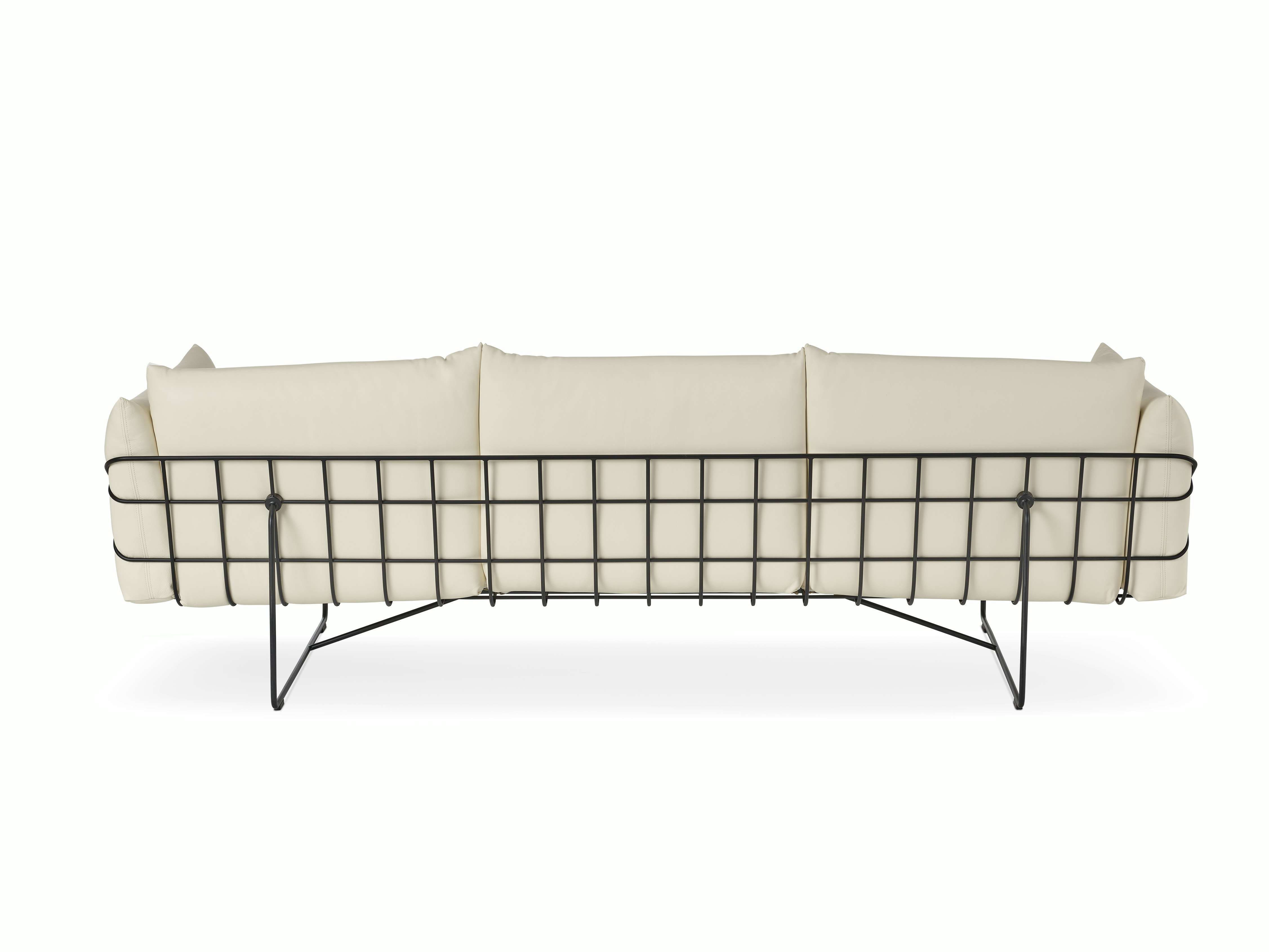 Wireframe Sofa -  3-Seat,  Prone Leather,  Lotus,  Black