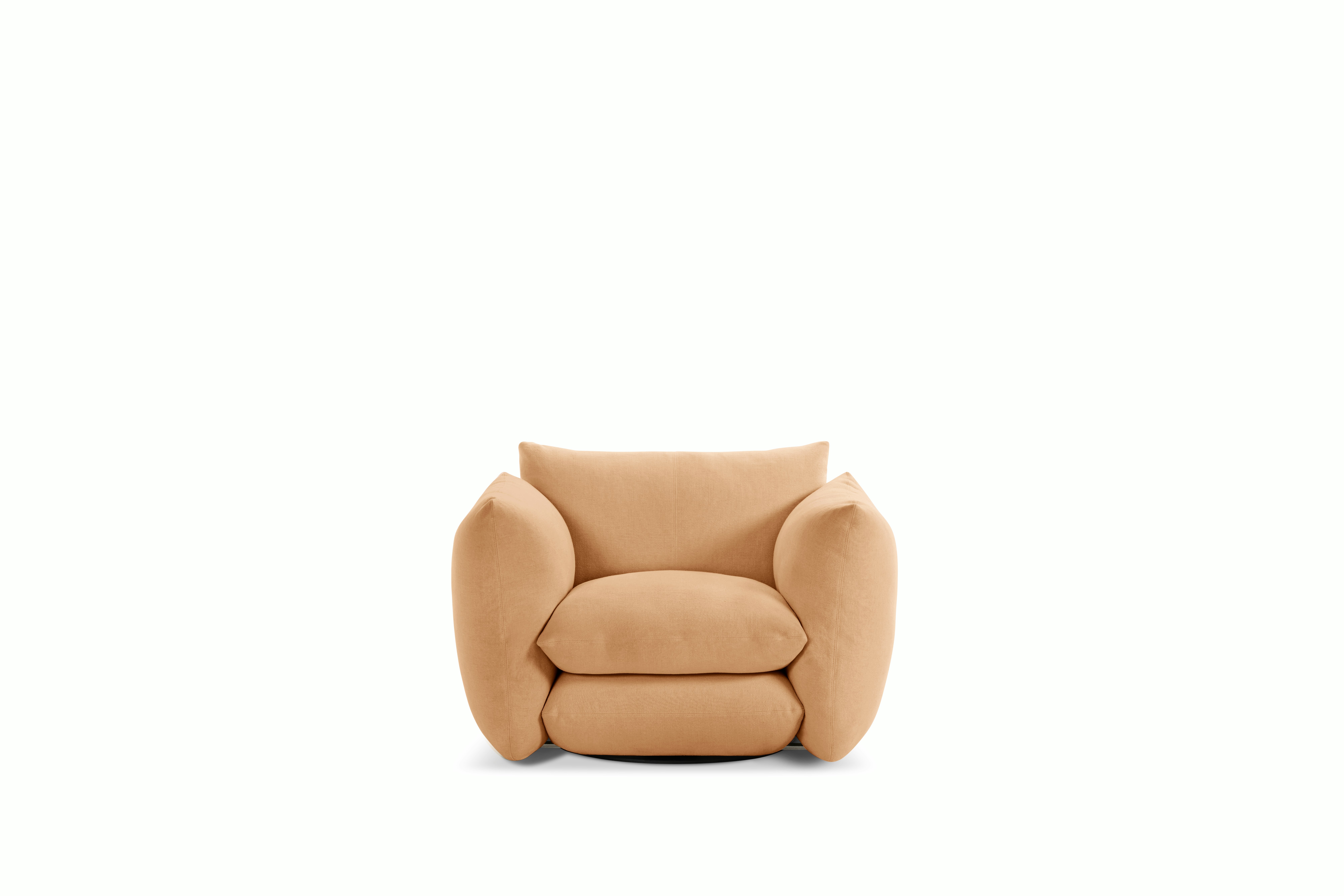 A Perron Pillo Lounge Chair in Rose Gold viewed from the front.