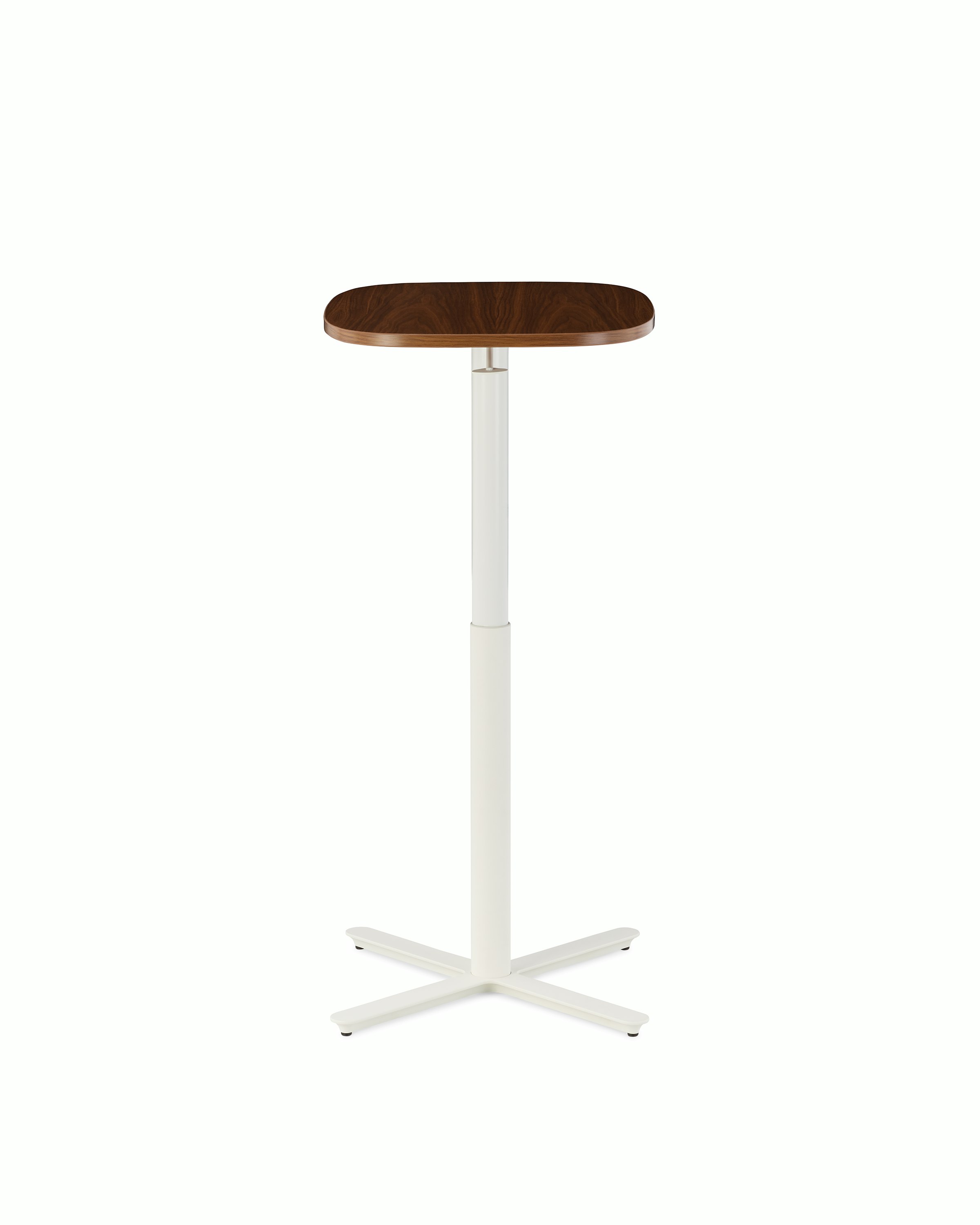 Large Passport Work Table with walnut surface and white base on glide.
