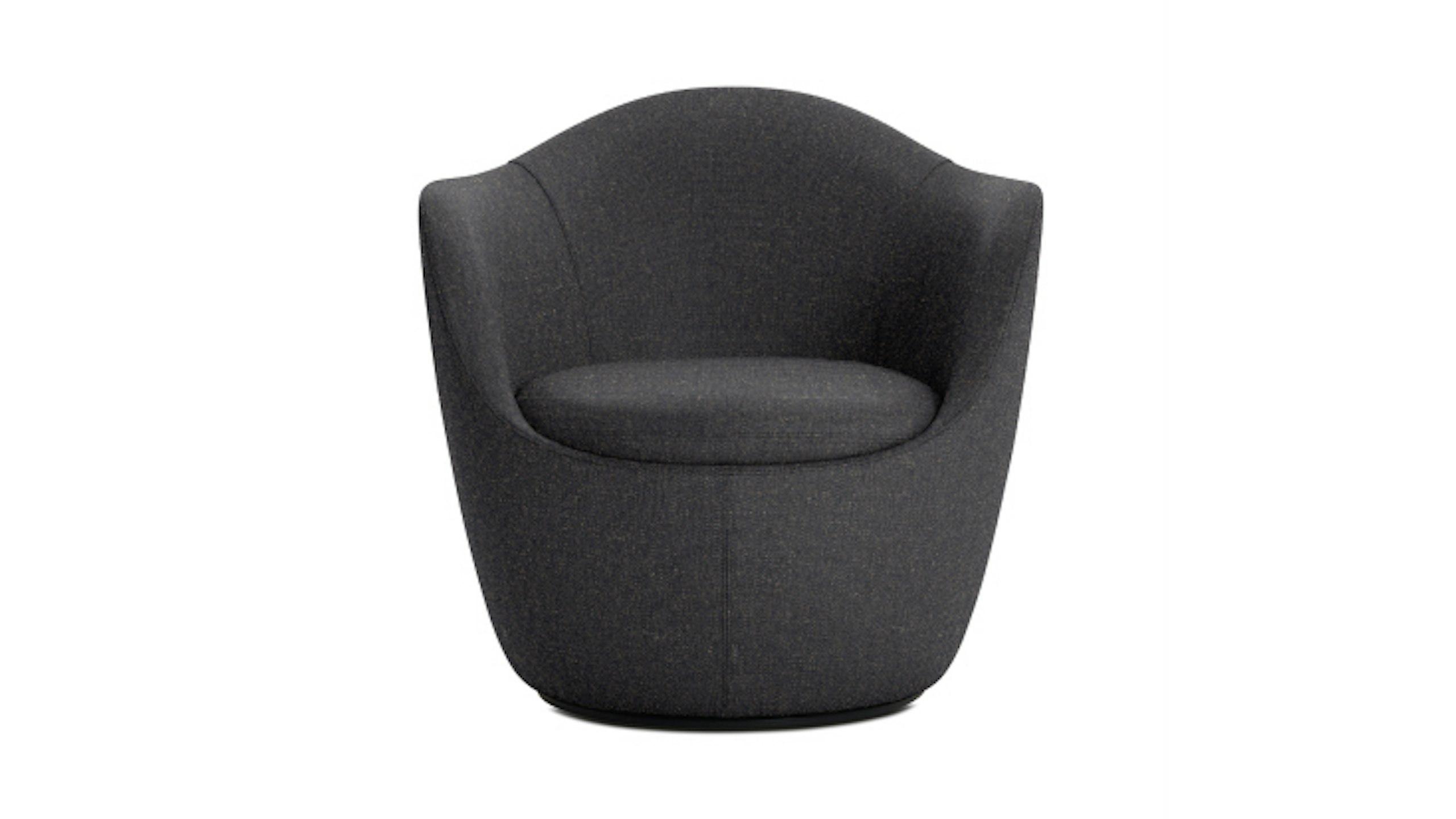 A dark grey Lina Swivel Chair by DWR