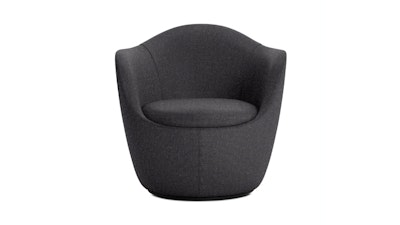 A dark grey Lina Swivel Chair by DWR