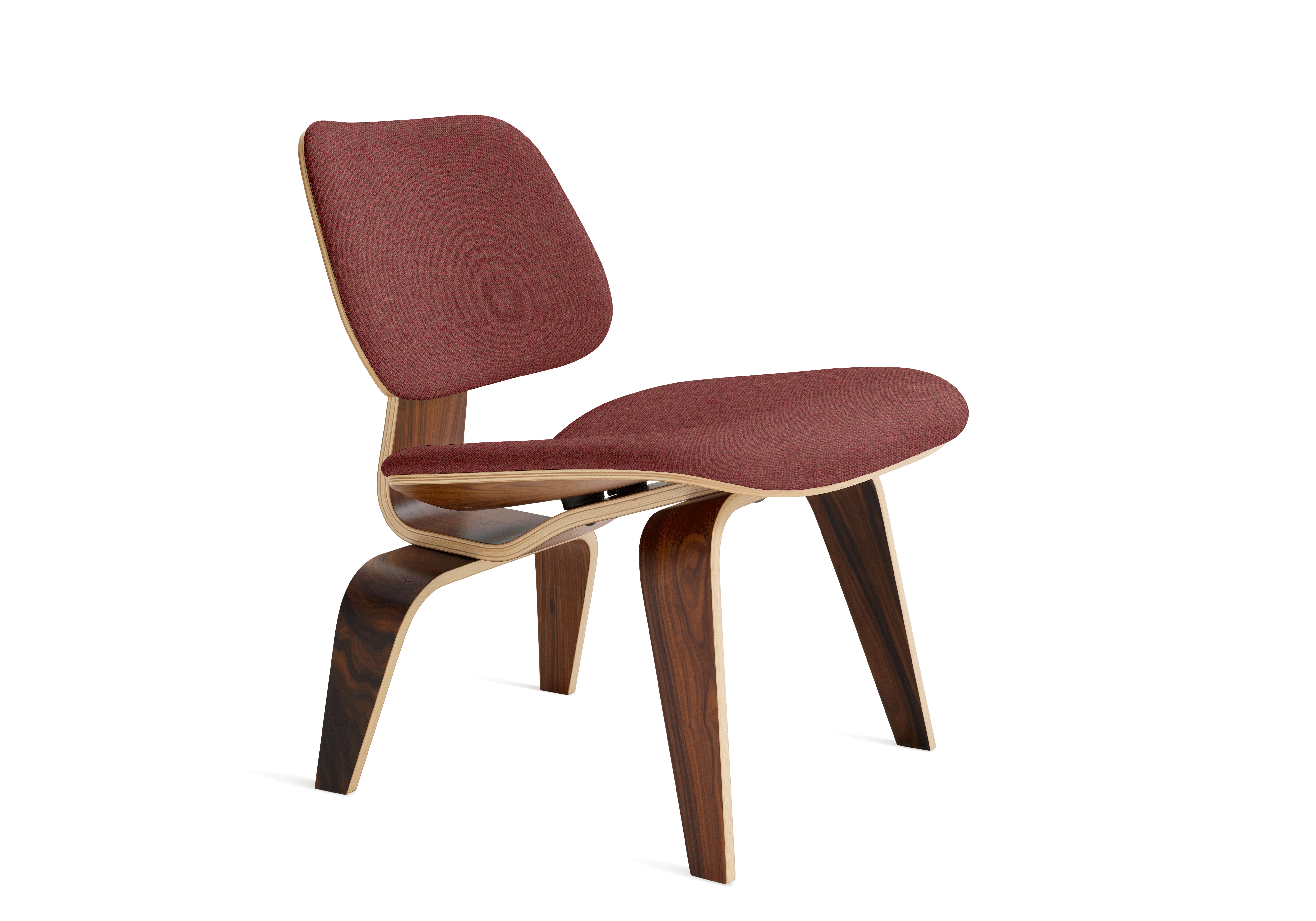 Eames Molded Plywood Lounge Chair Wood Base (LCW) - Upholstered,  Ebony,  Beck,  014 Inkpad