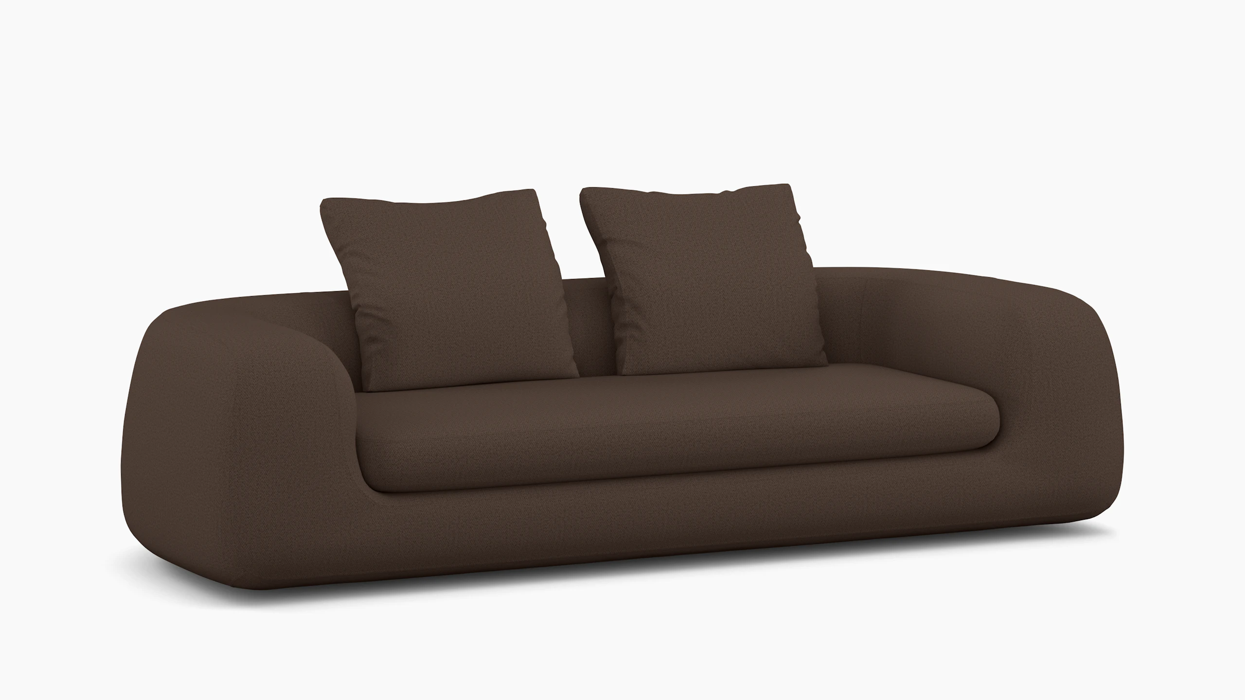 A Atlason Americano Sofa in Chocolate viewed from an angle.