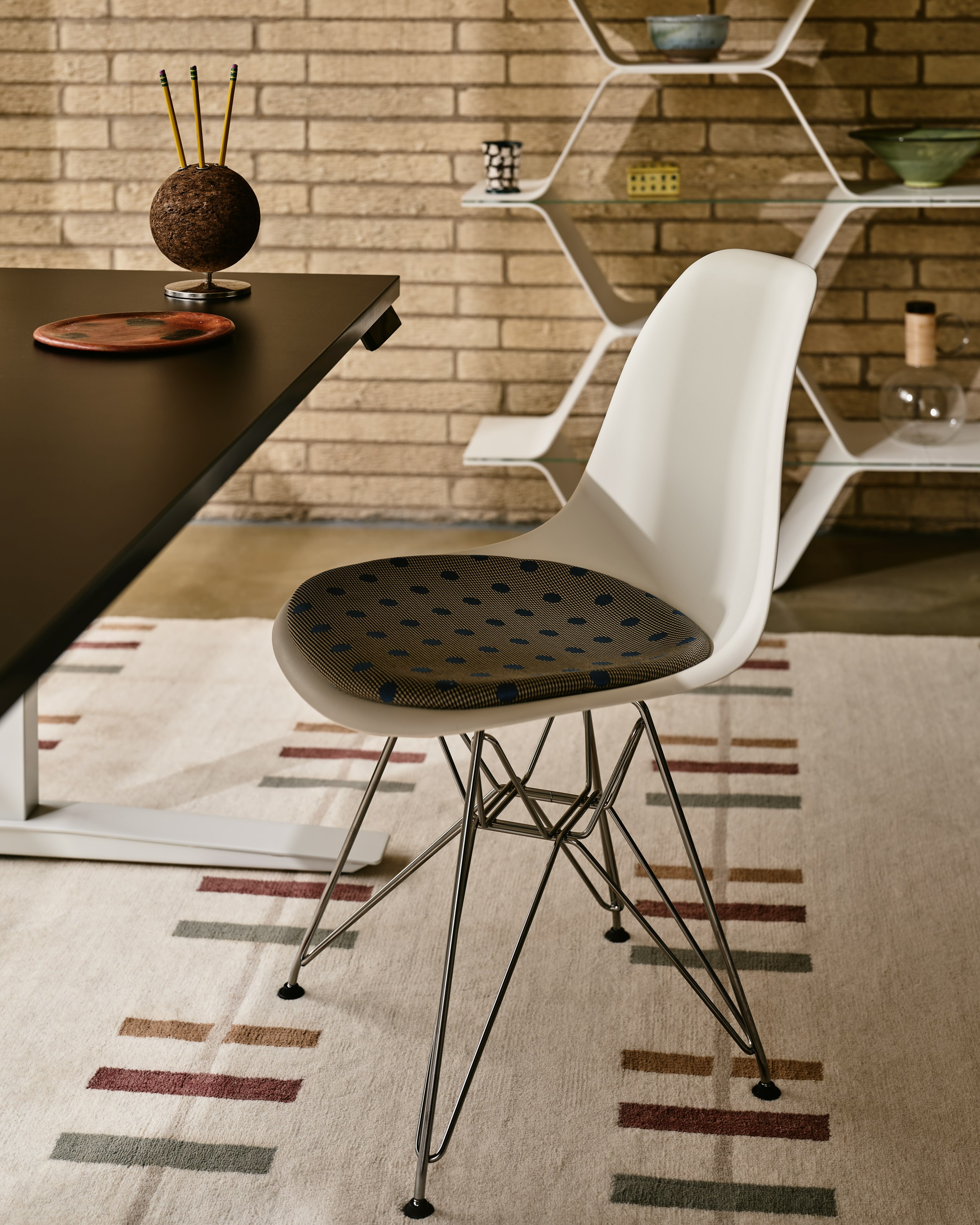 Eames Molded Plastic Side Chair with Seat Pad