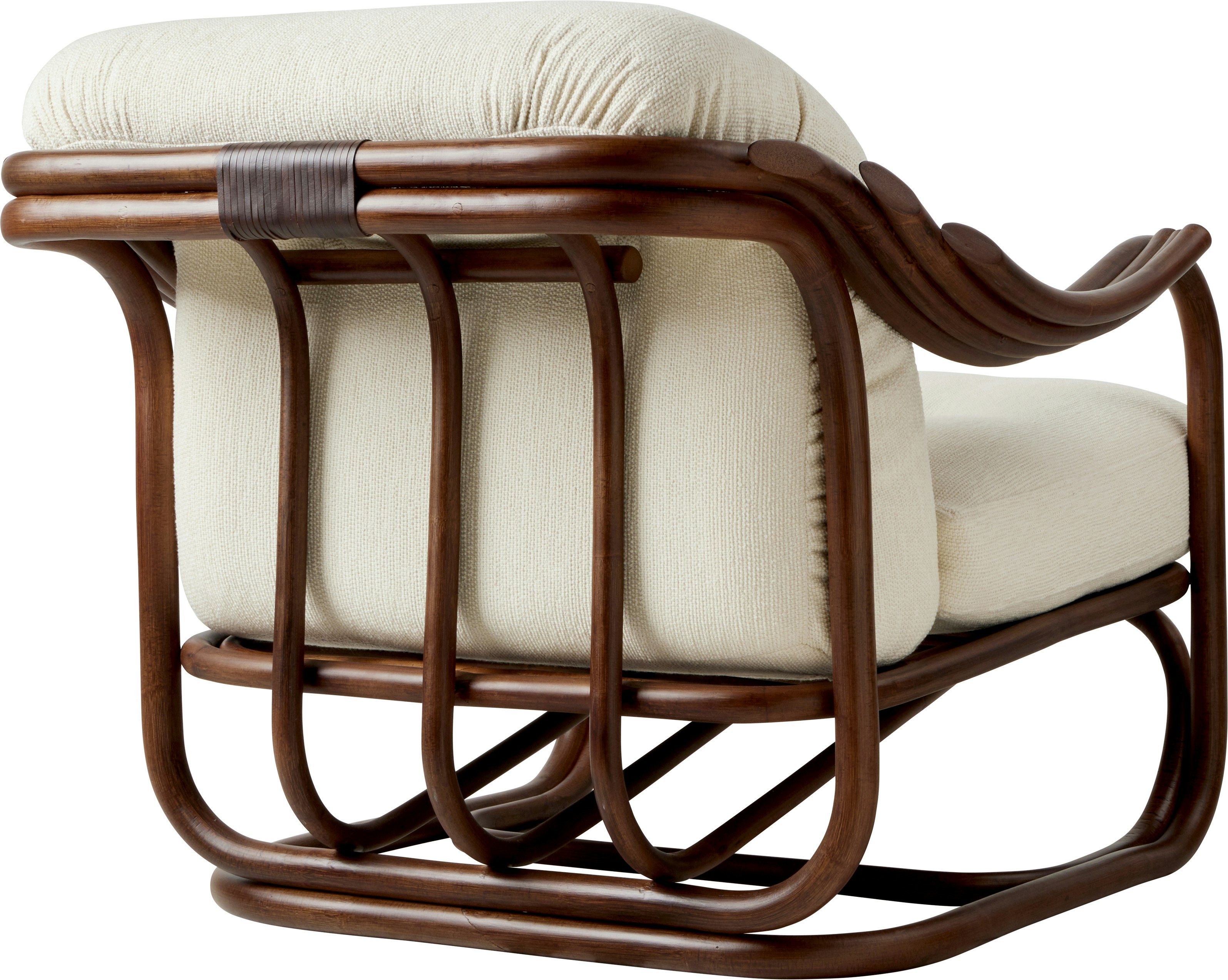A Poltona&nbsp;Tria Lounge Chair in Cream with White Viewed from behind.