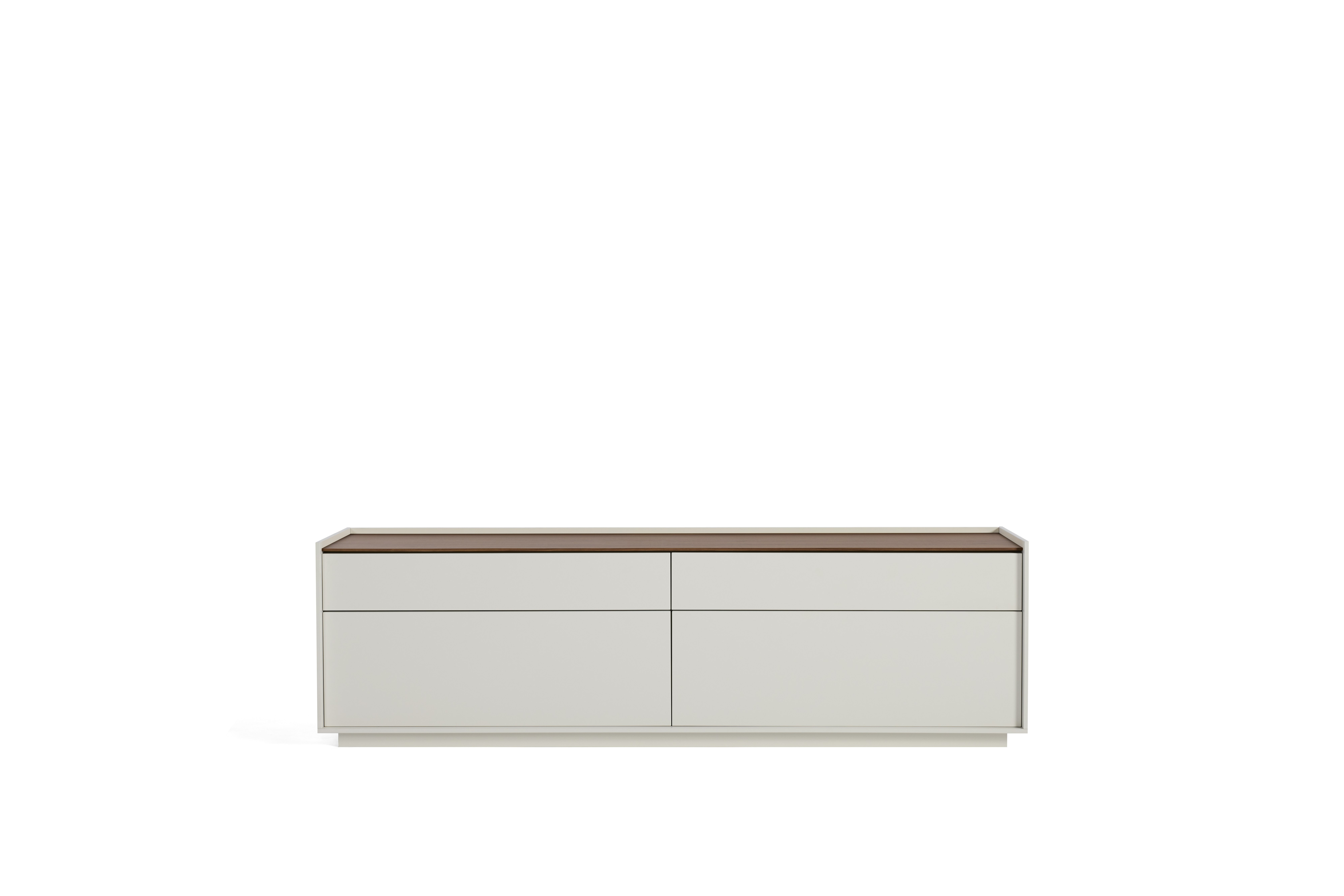 A Bera Credenza in white Viewed from the front.