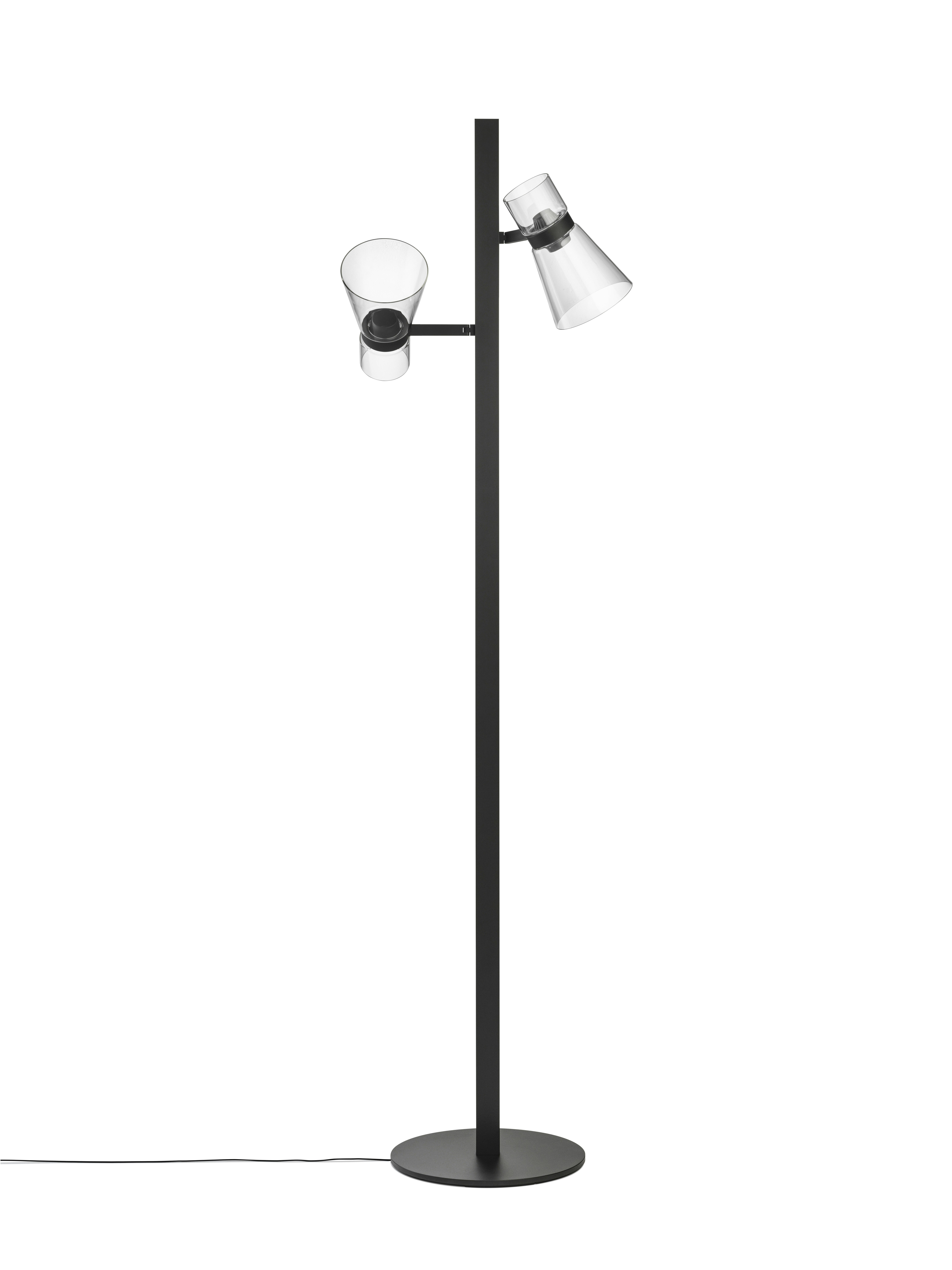 A Nocturne Floor Lamp in F2 Cone, Black viewed from behind.