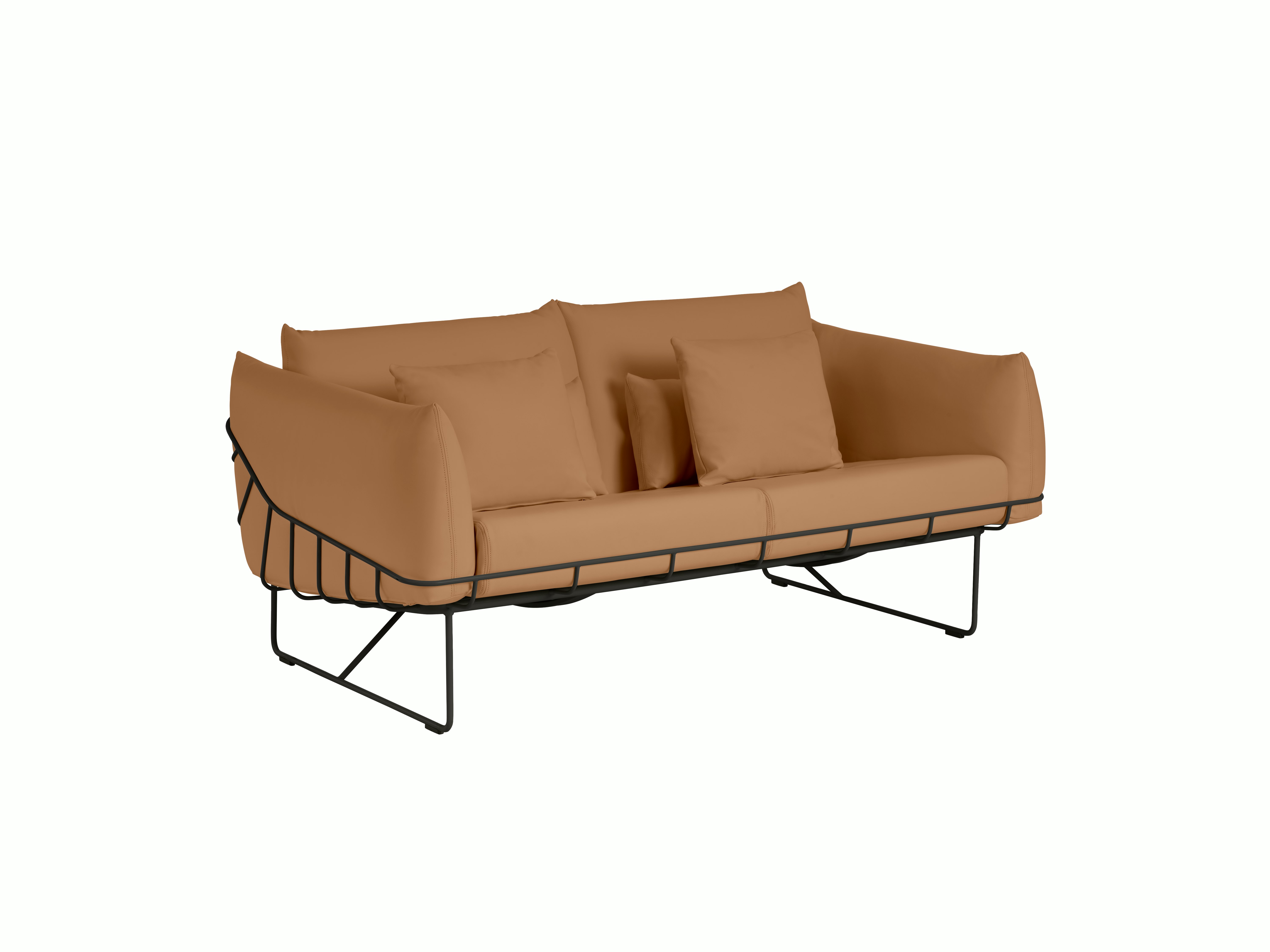 Wireframe Sofa -  2-Seat,  Prone Leather,  Bricolage,  Black