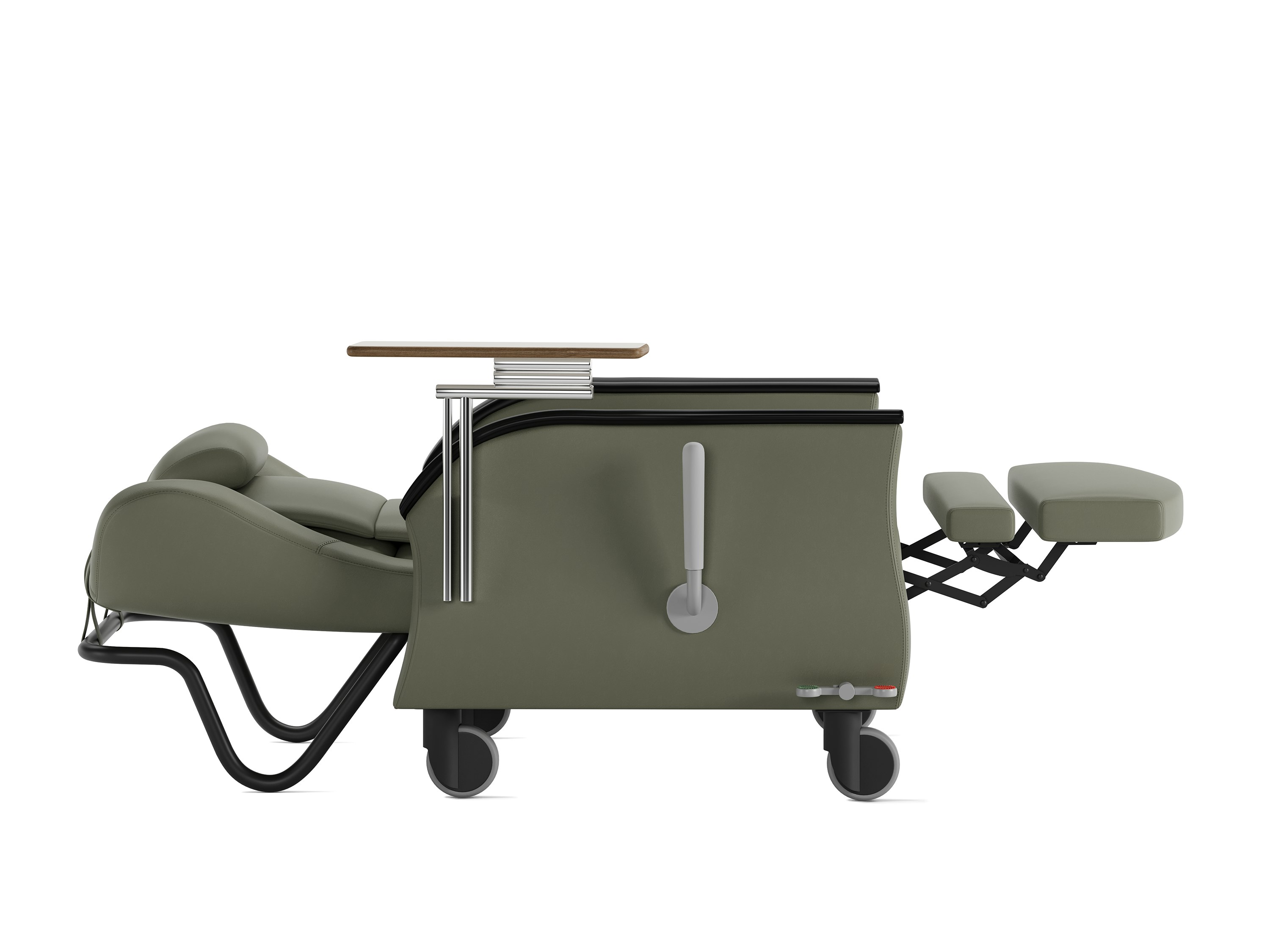 Serenity Recliner, Standard, grey, laid down with push bar laid down