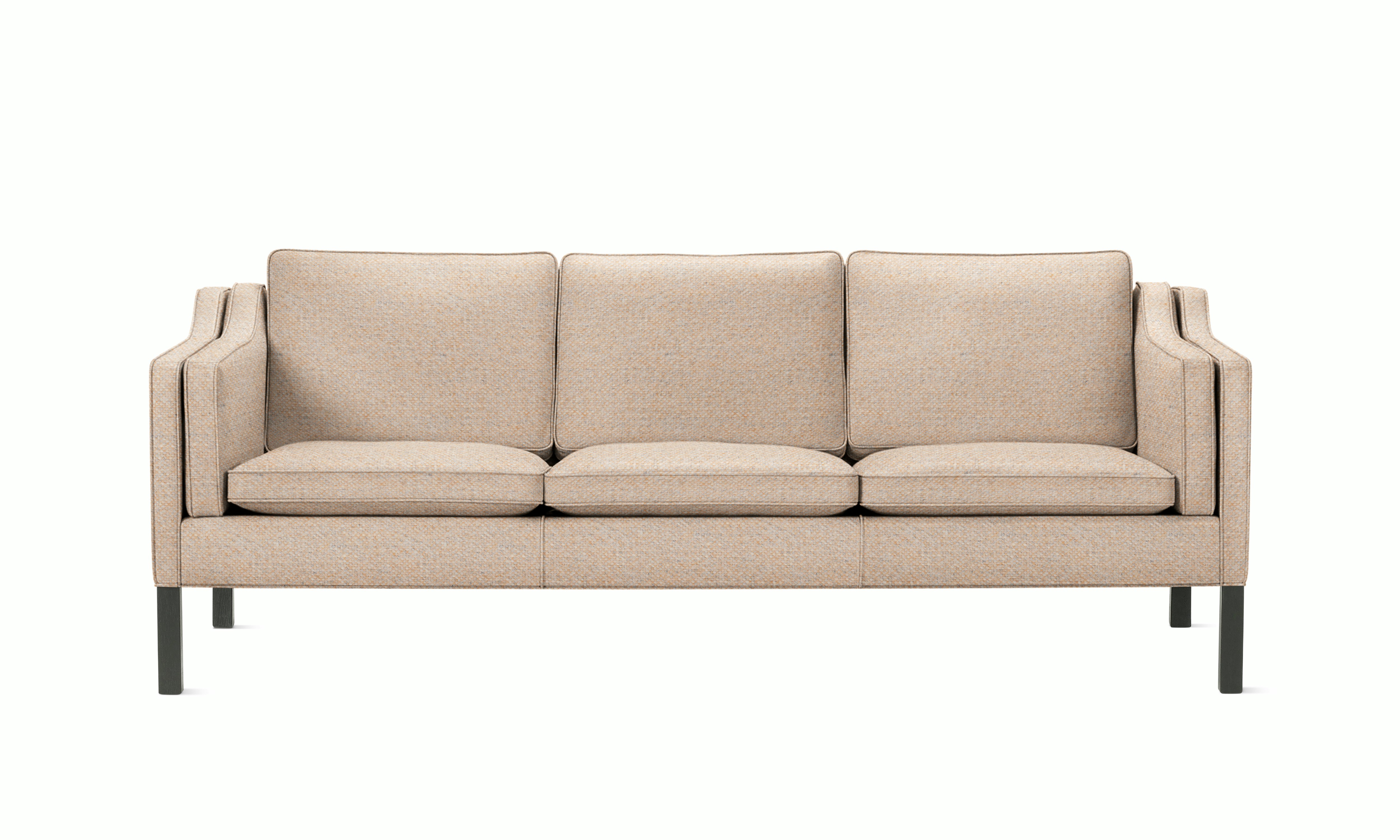 A Mogensen Sofa in black f viewed from the front.