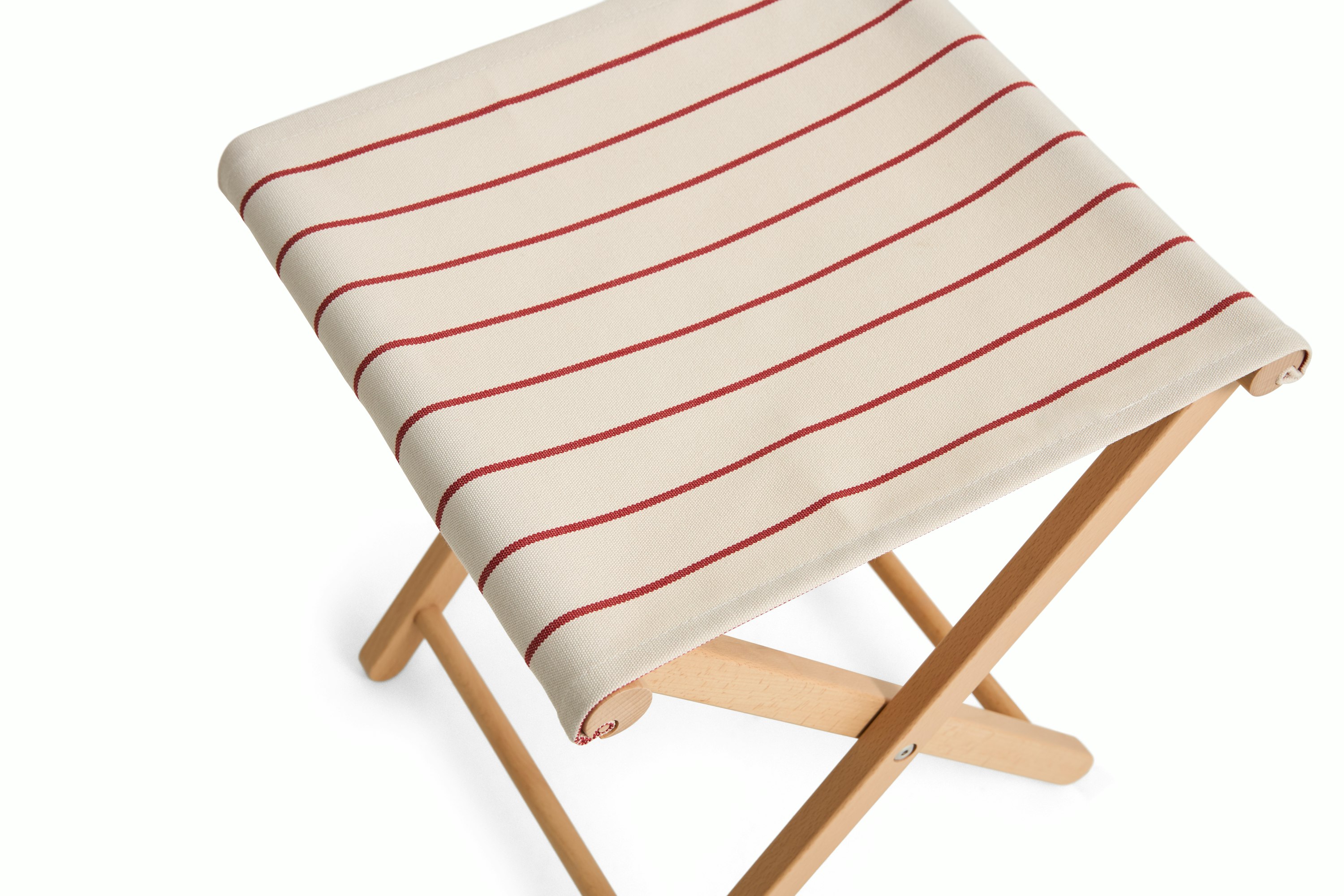 Outdoor Market Folding Stool - Beige With Red Stripe