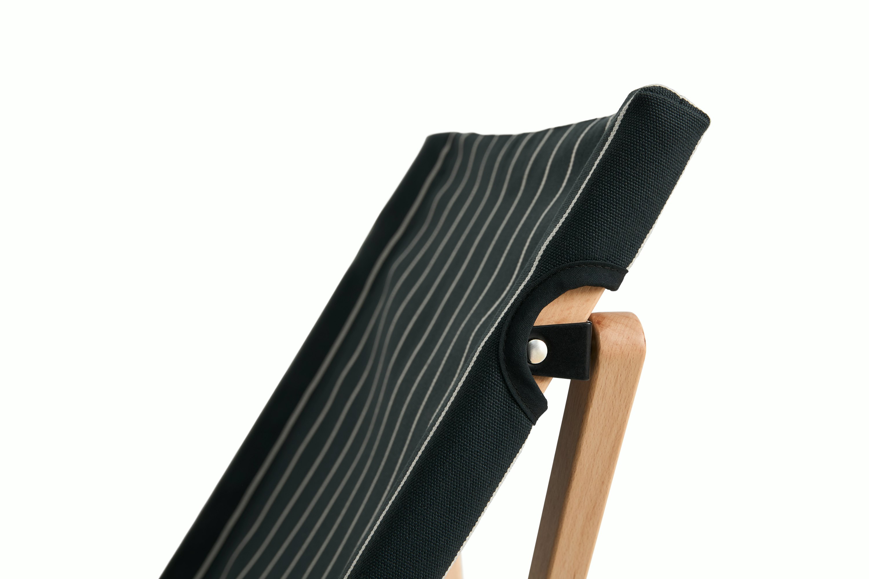 Outdoor Market Folding Chair - Black With Beige Stripe