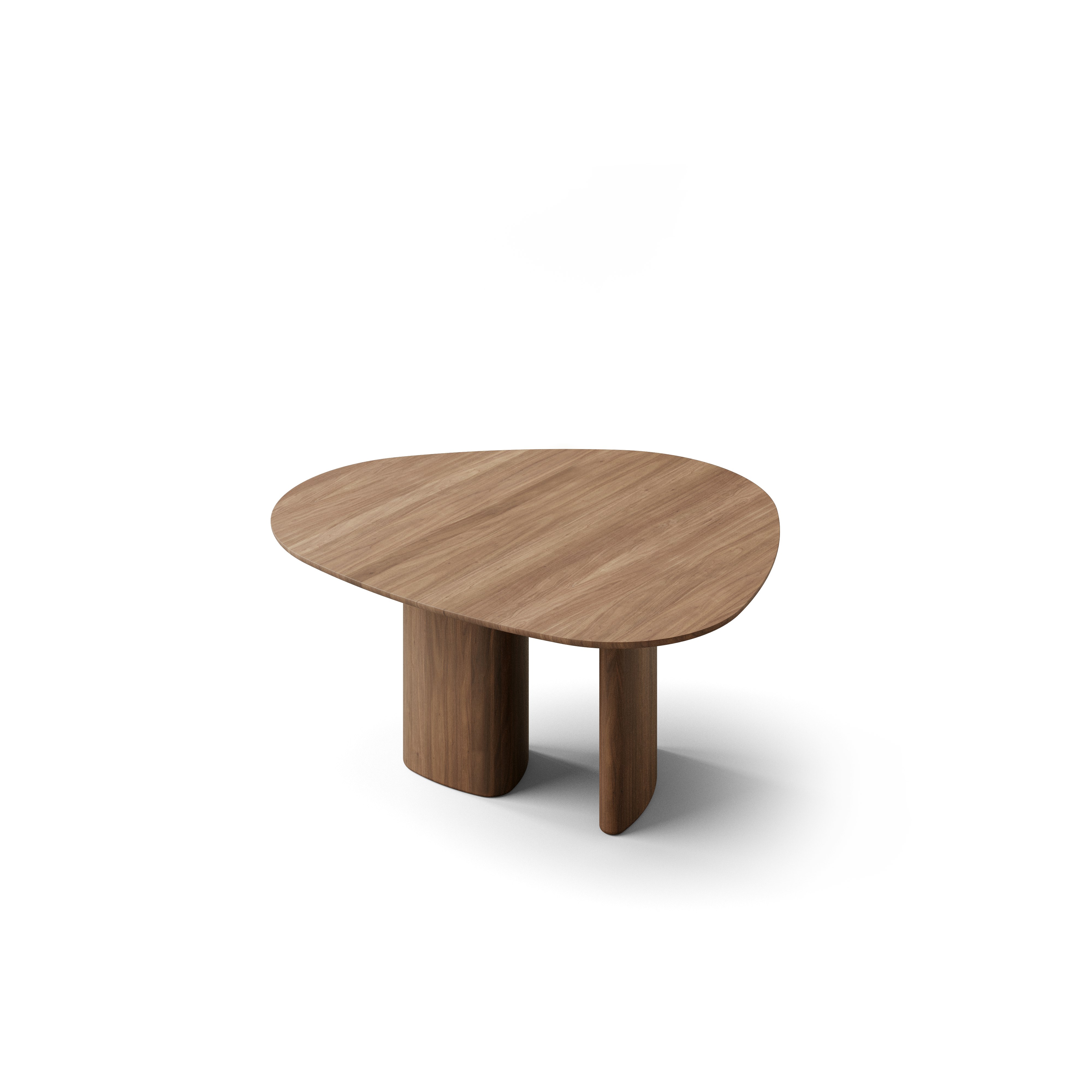 A Tangent Dining Table in Walnut viewed from the top.