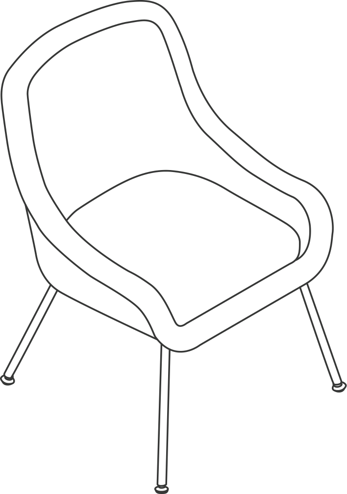 A line drawing - Bumper Armchair | 4-Leg Base | Low Arms