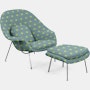 Womb Chair and Ottoman - Standard,   Maharam Dots,   Carambola,   Polished Chrome