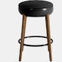 Poké Stool - Counter, Soft Leather, Nero, Walnut
