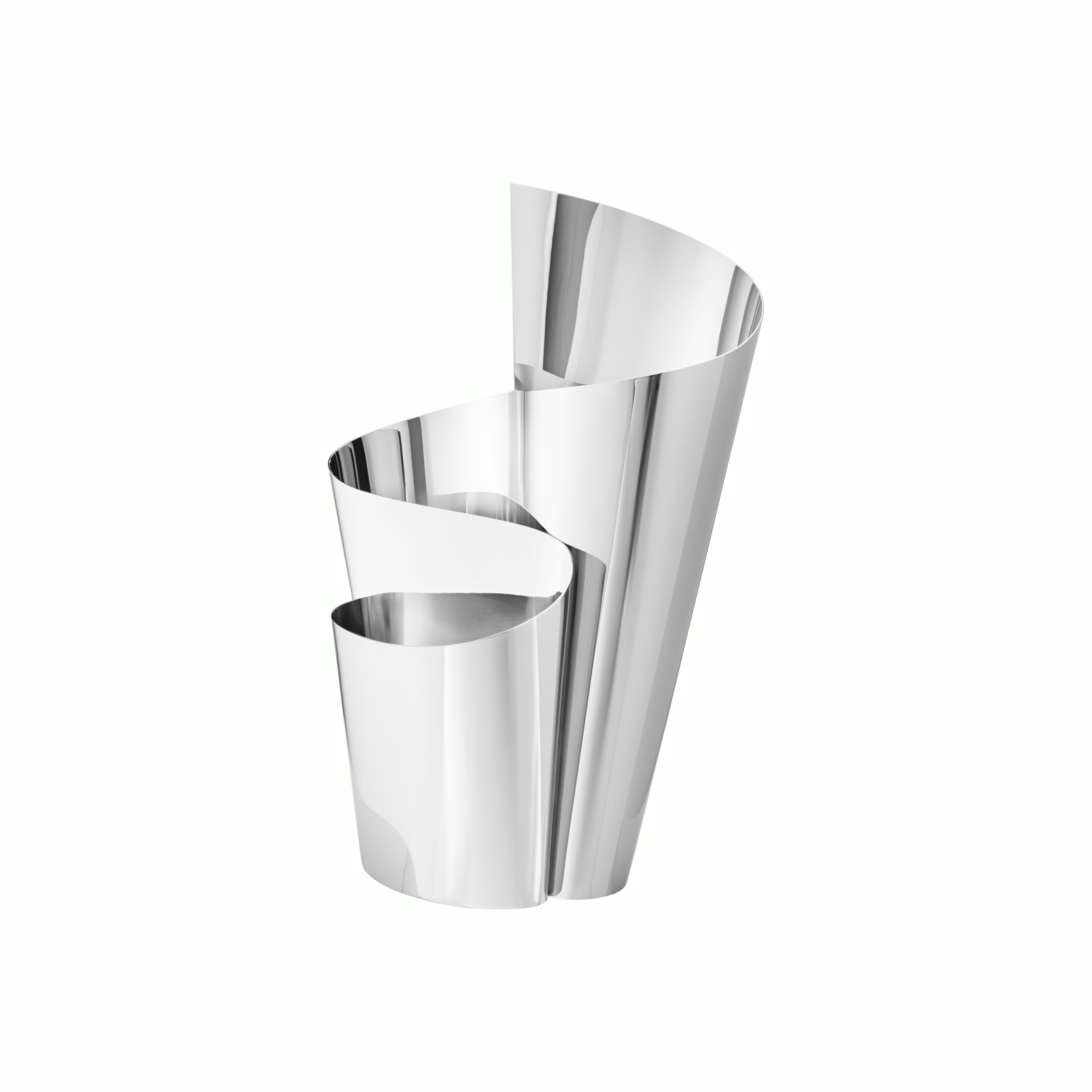 A Fold Vase in Grey viewed from an angle.