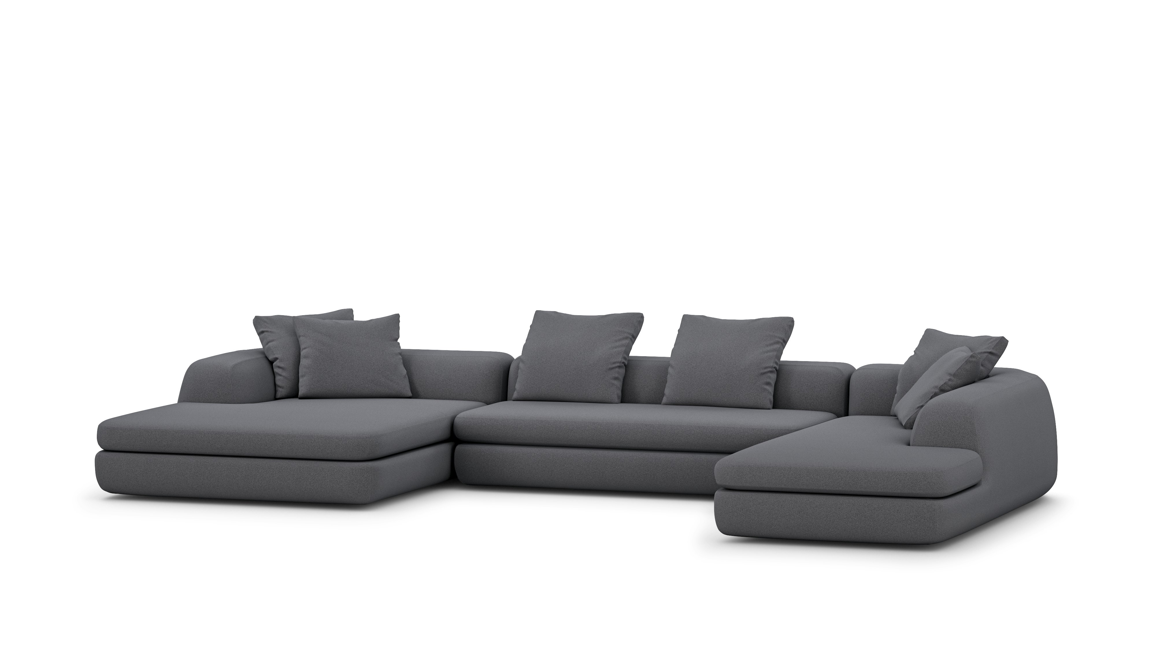 A Atlason Americano Asymmetrical Double Chaise Sectional in cornerstone viewed from an angle.