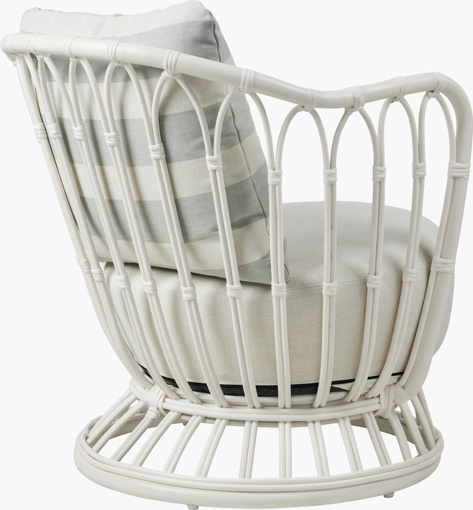 Grace Outdoor Chair, Alabaster White Frame, Leslie 006 Seat Leslie Stripe 020 Back,