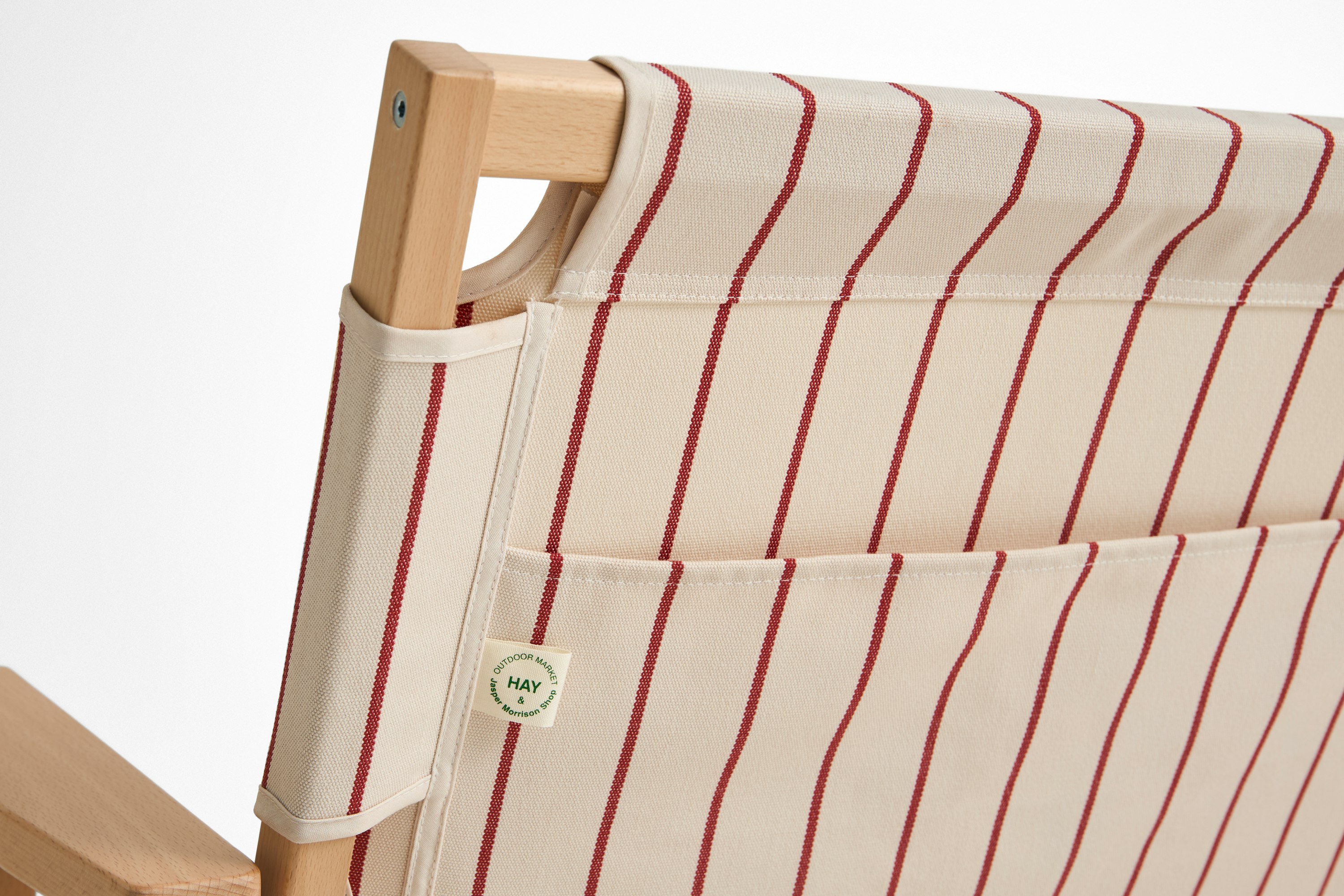 Outdoor Market Folding Sofa - Beige With Red Stripe