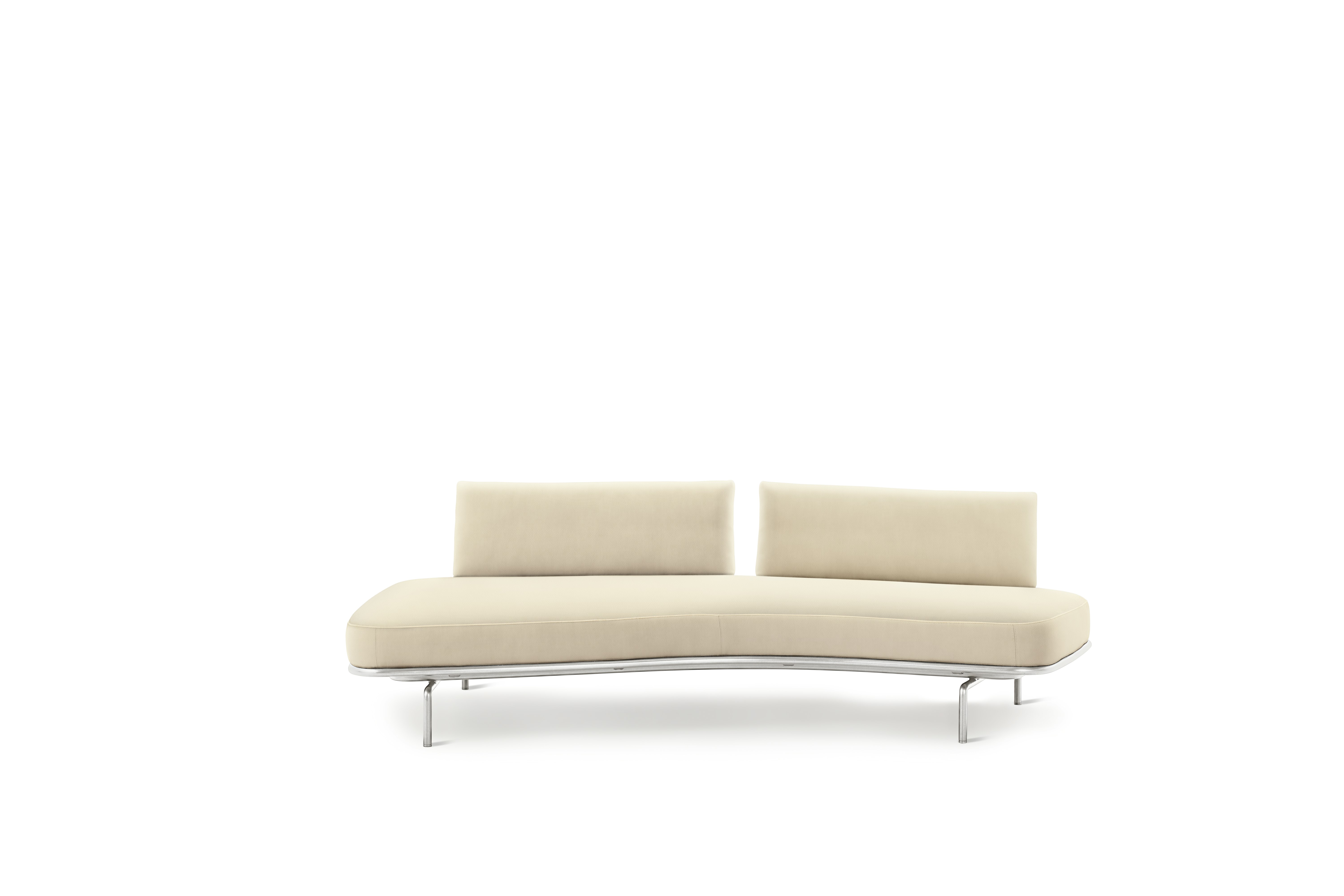 Panoramic Sofa - Right, Double Large, Acqua Leather, Ivory, Glossy