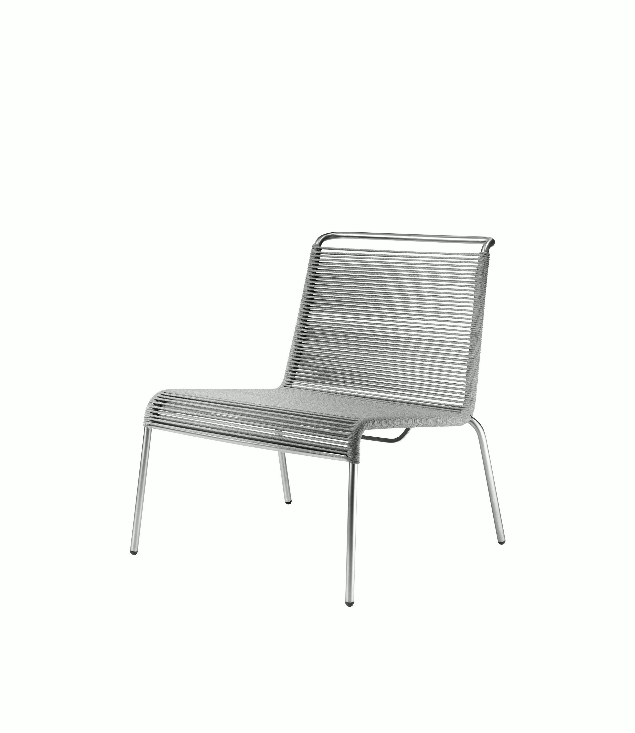 A Teglgaard Outdoor Lounge Chair in Light Grey viewed from an angle.