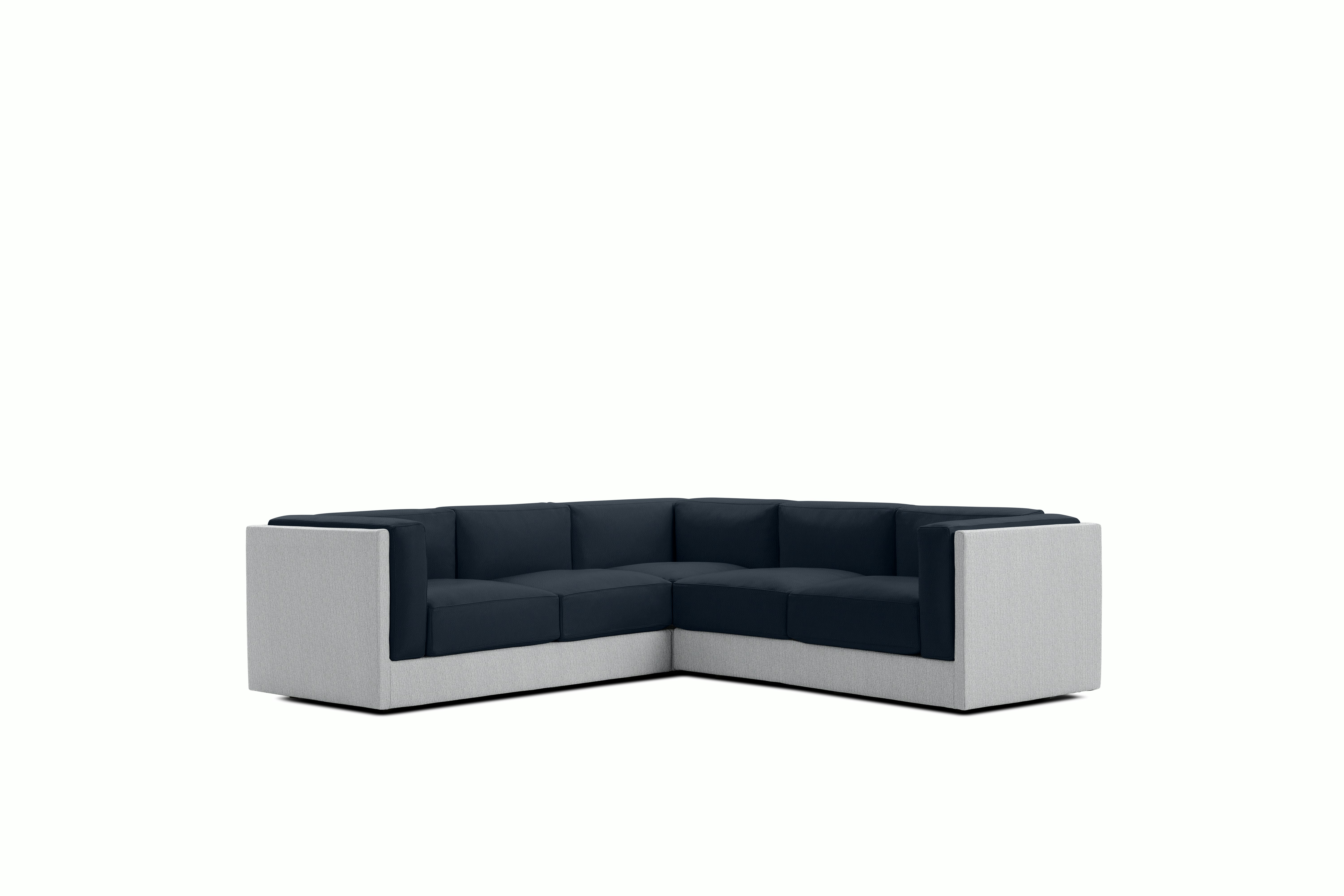 Symme Corner Sectional - Fabric Frame,  Pebble Weave,  Fog,  Prone Leather,  Sail