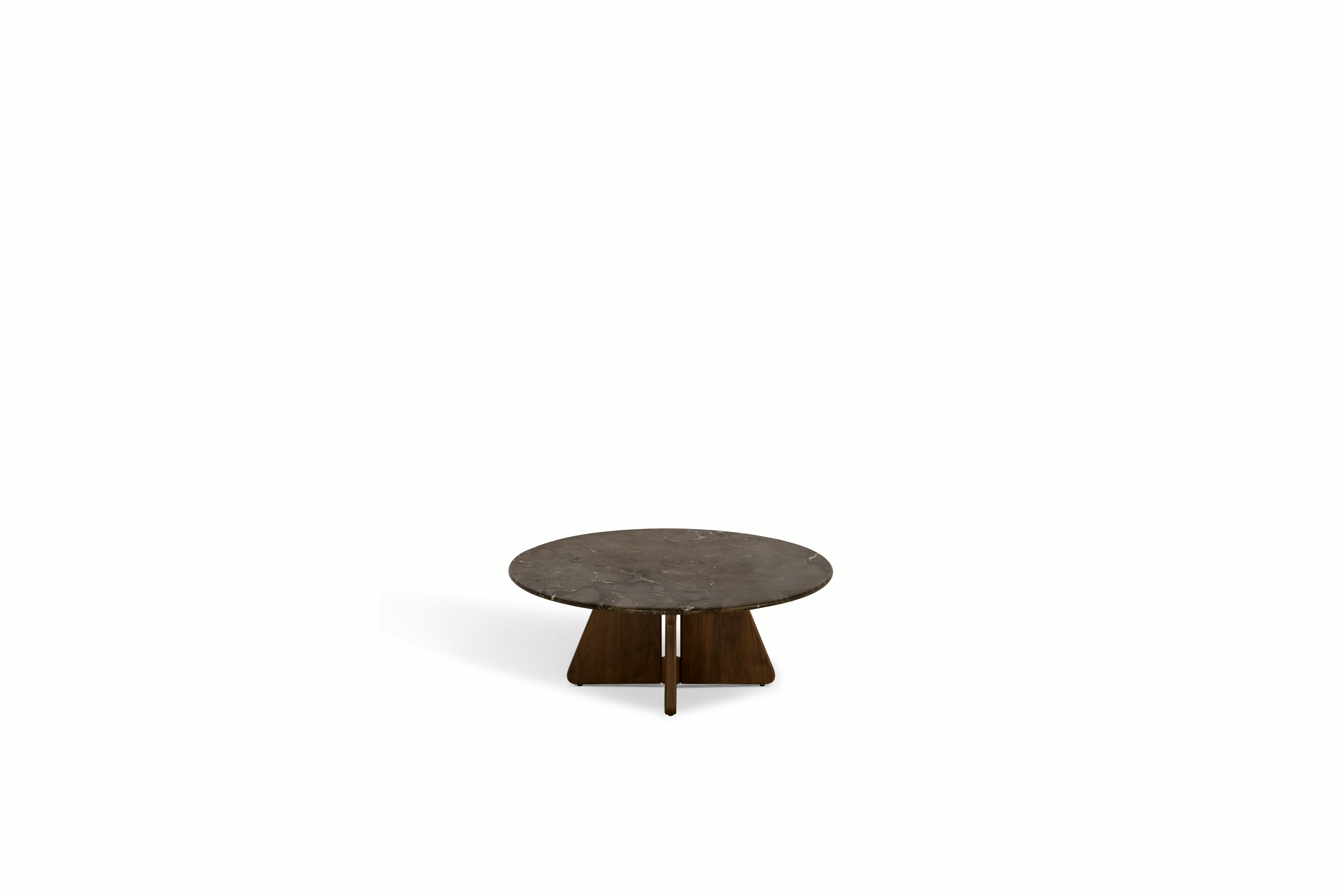 A Pinna Coffee Table in Espresso Walnut viewed from above.