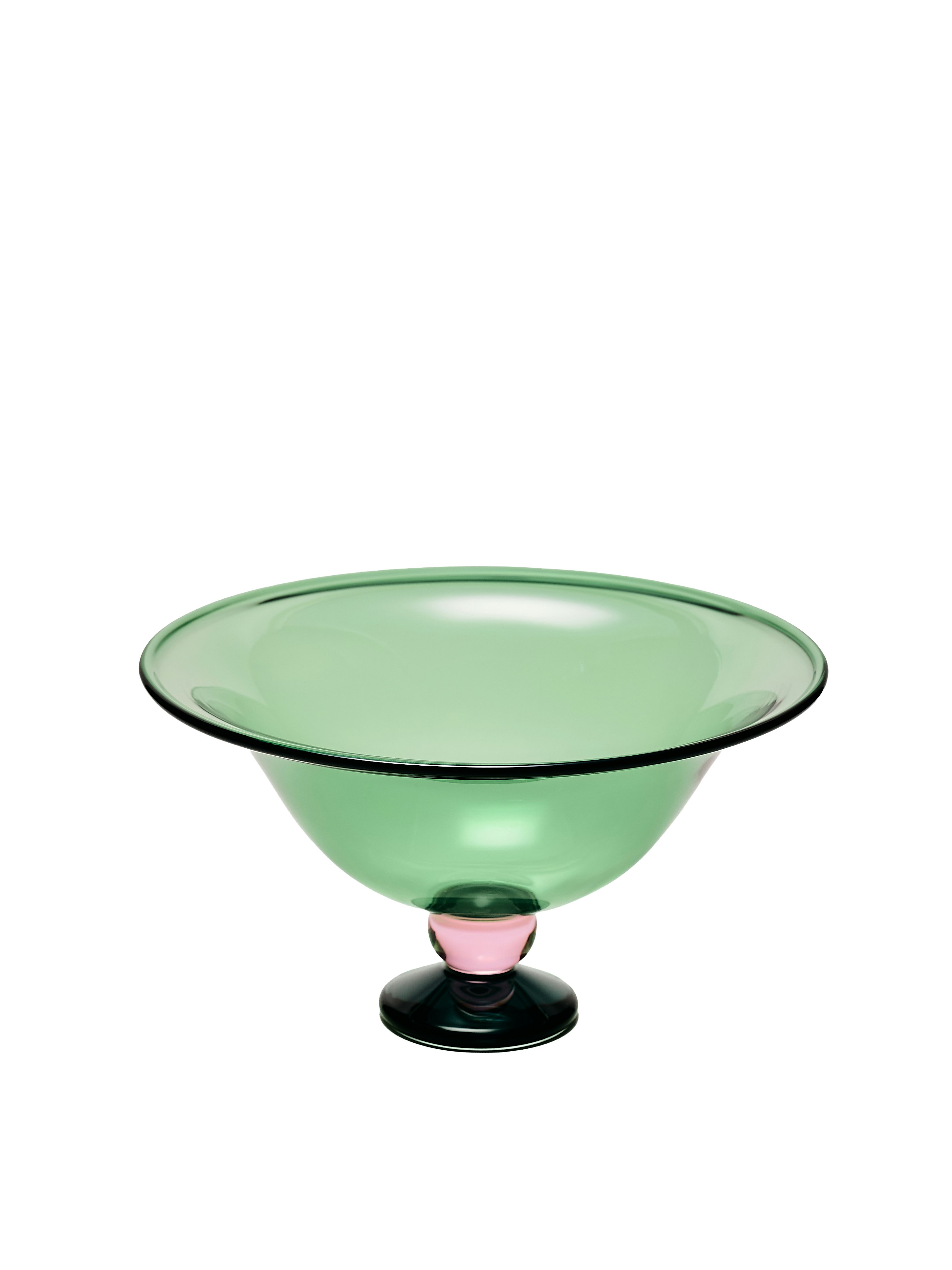 A Fruit Bowl in Green Black viewed from an angle.