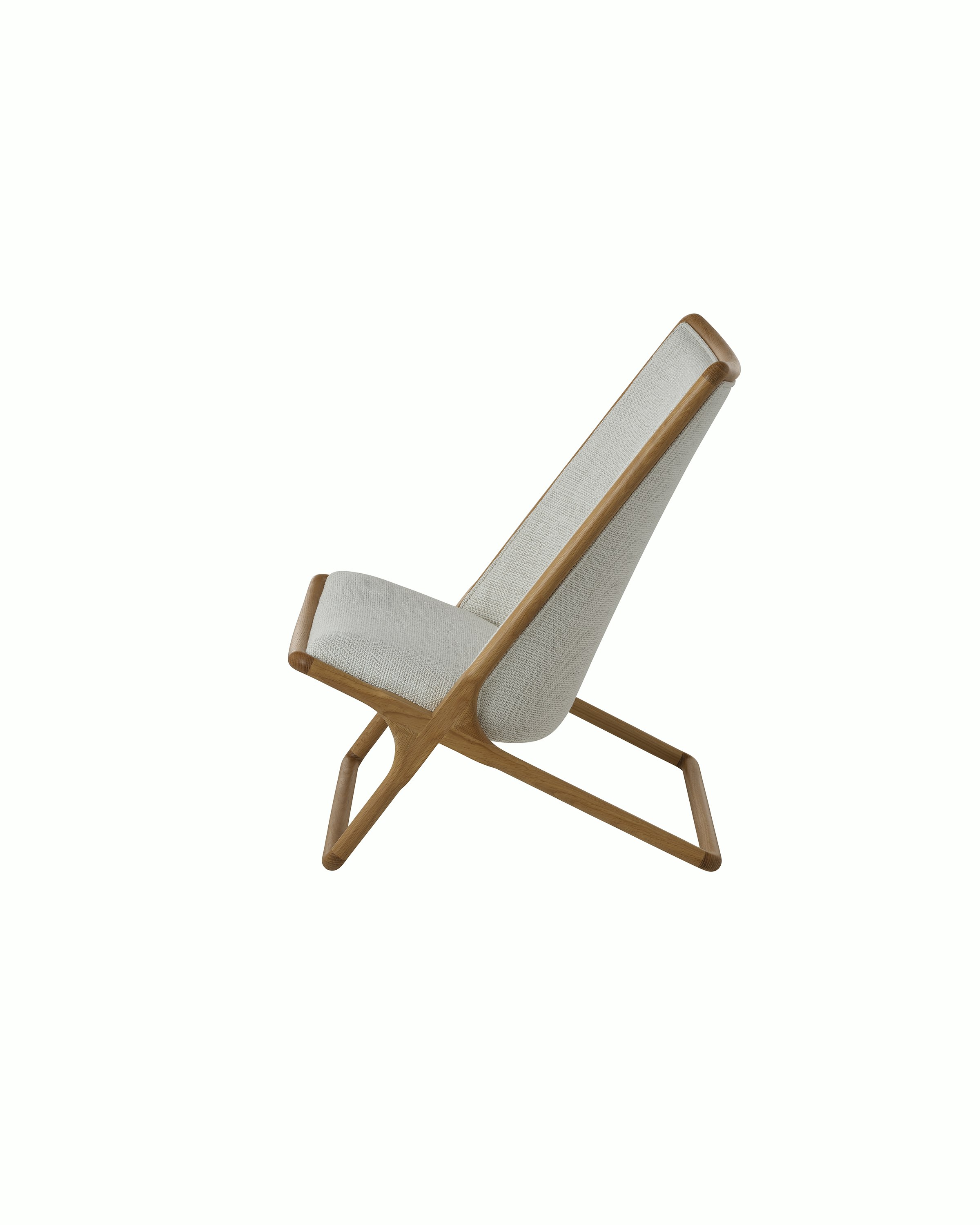 Scissor Chair by Ward Bennett for Geiger, front view on a white sweep.