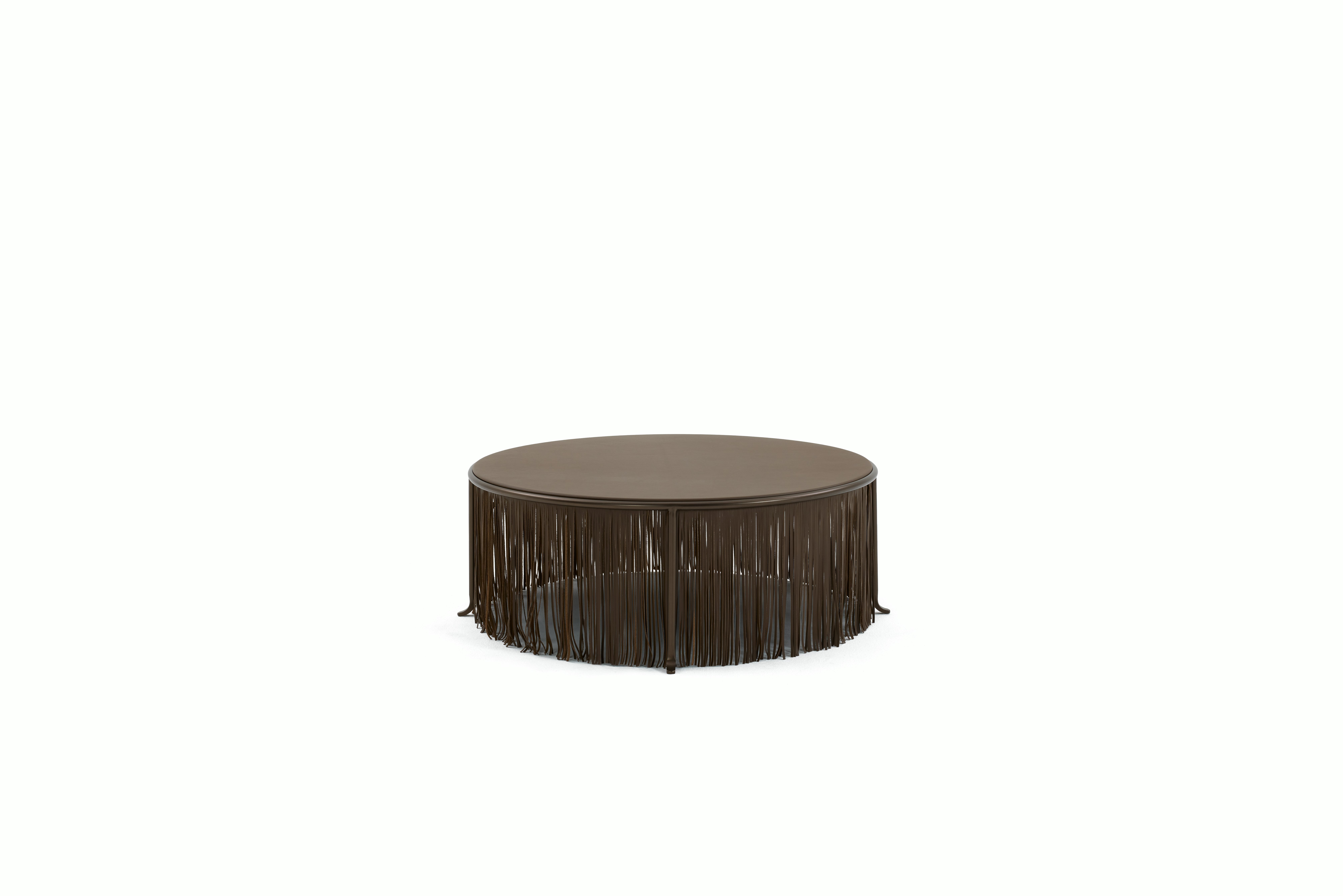 A Dozie Side Table in Bronze viewed from an angle.