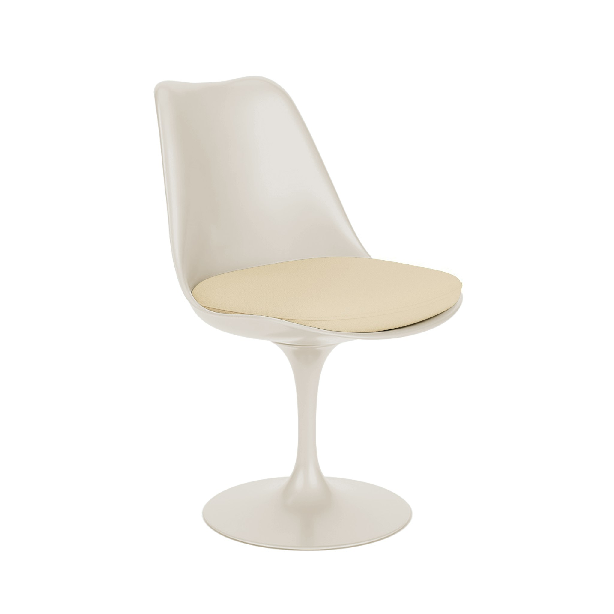 A Tulip Chair Armless in flax and cream viewed from an angle