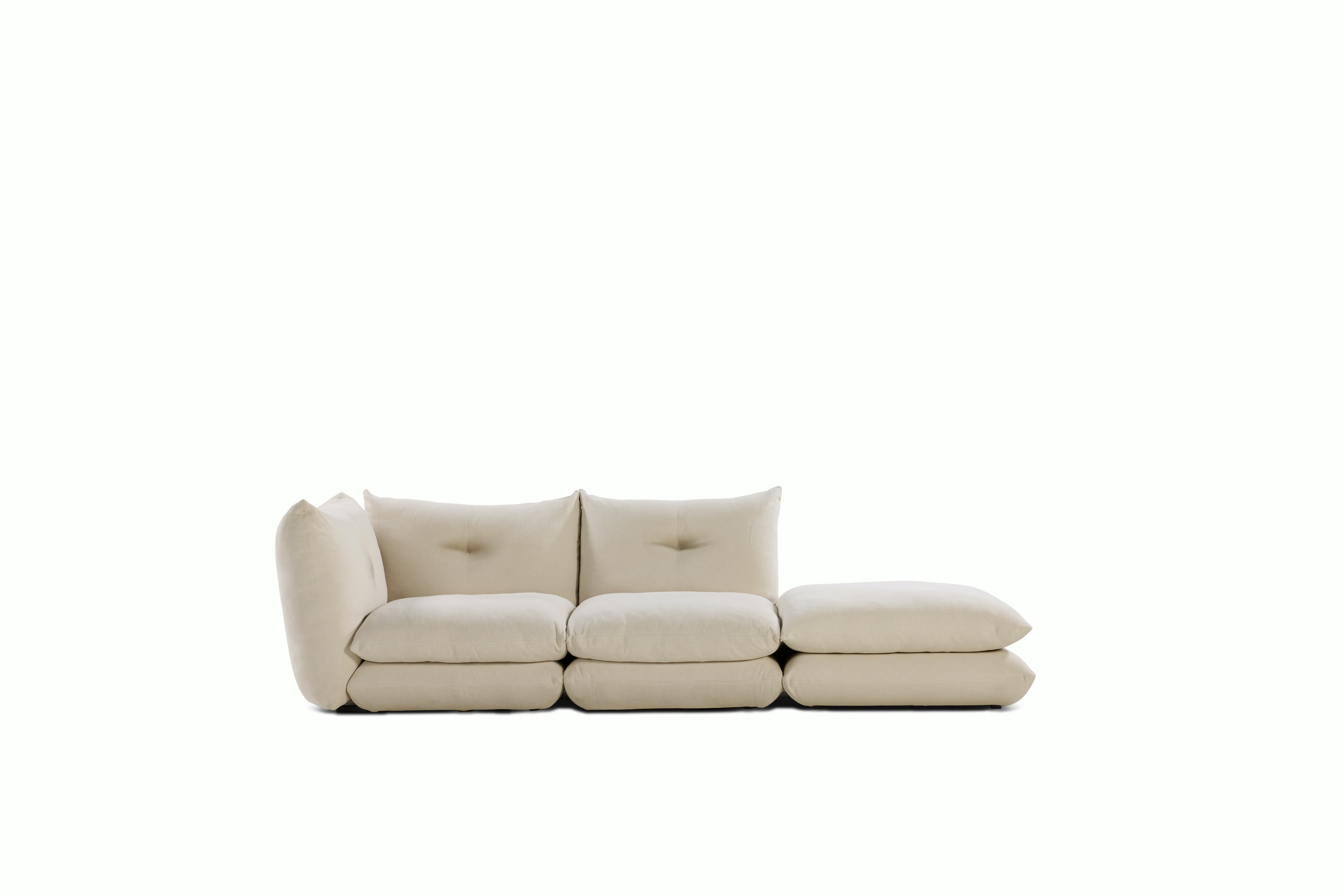 Pillo Sectional -  Left Two Seater with Ottoman Standard or Deep  Haven Ivory