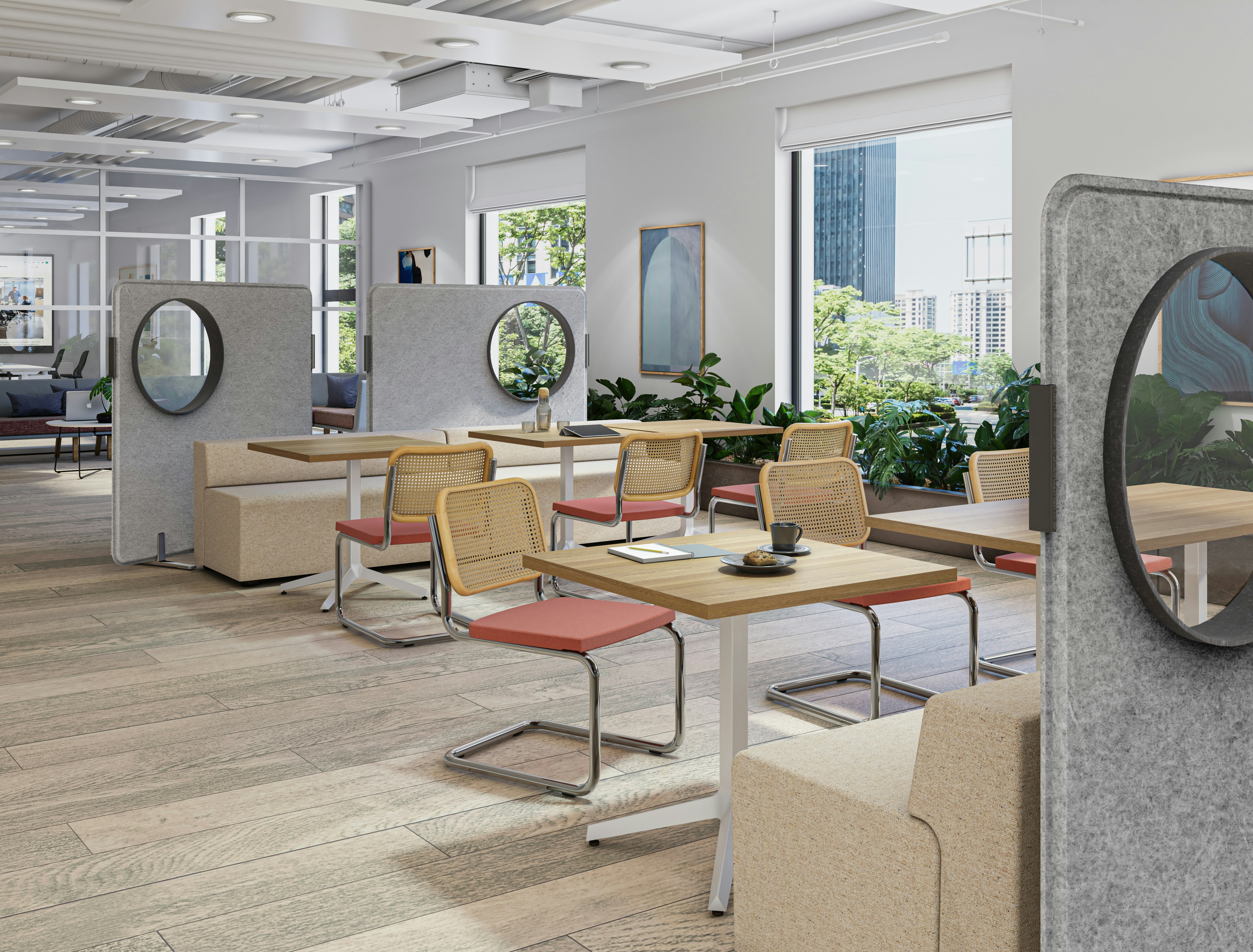 Inlet Screens by Knoll Cesca Dividends Skyline tables.
