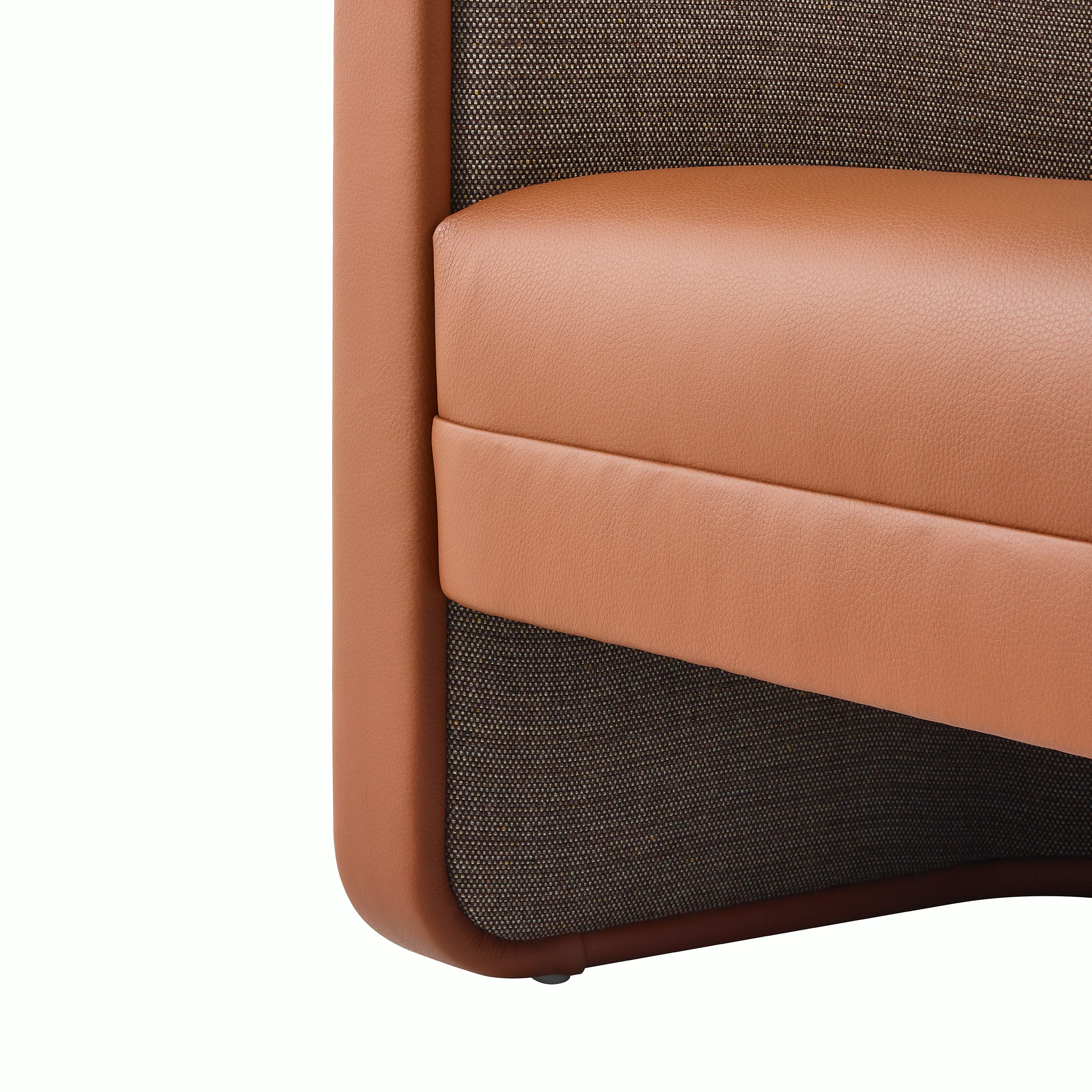 U-Series Lounge Chair with Tenera Maple arms and Wool Tweed Umber seat and back.